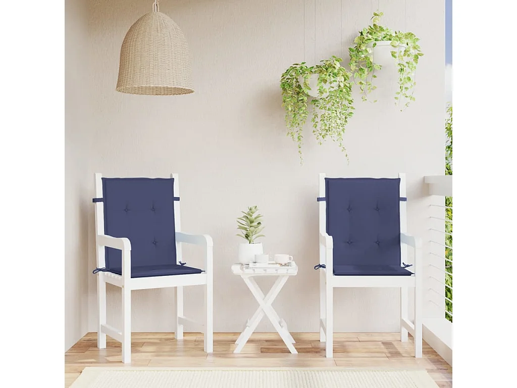 Coussins de chaise à dossier bas lot de 2 bleu marine tissu