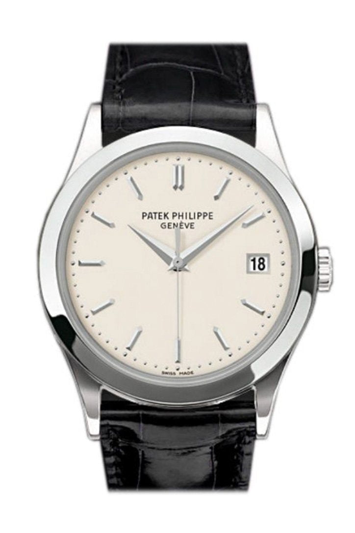 Patek Philippe Calatrava Opaline White Dial 18kt White Gold Men's Watch 5296G-010(1:1 replica) - Elite Watch Atelier
