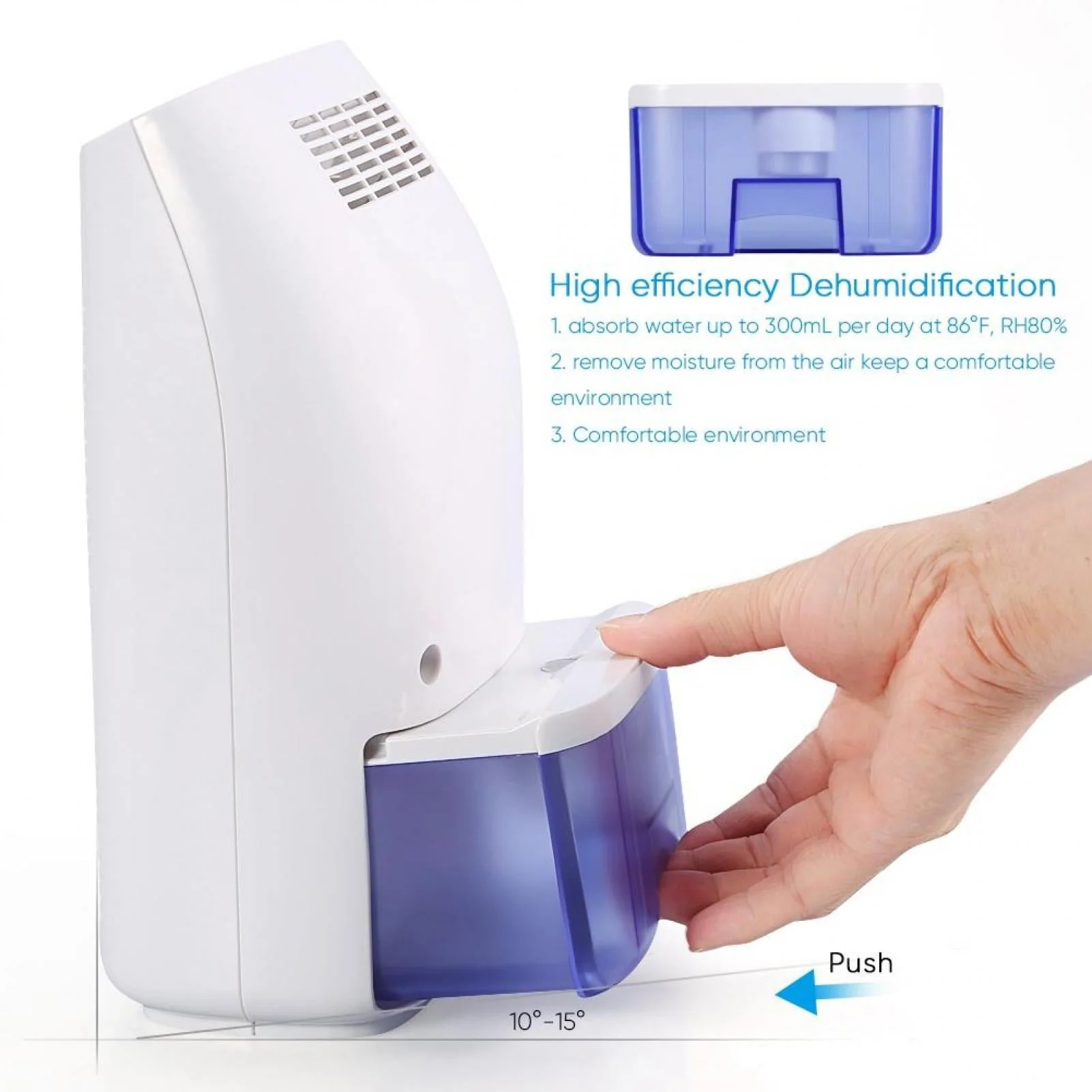 Tbest 700ml Compact Auto Min Dehumidifier Ultra Quiet Lightweight Portable Dehumidifier for Small Rooms Bathroom, Bedroom, Wardrobe Room, Closet