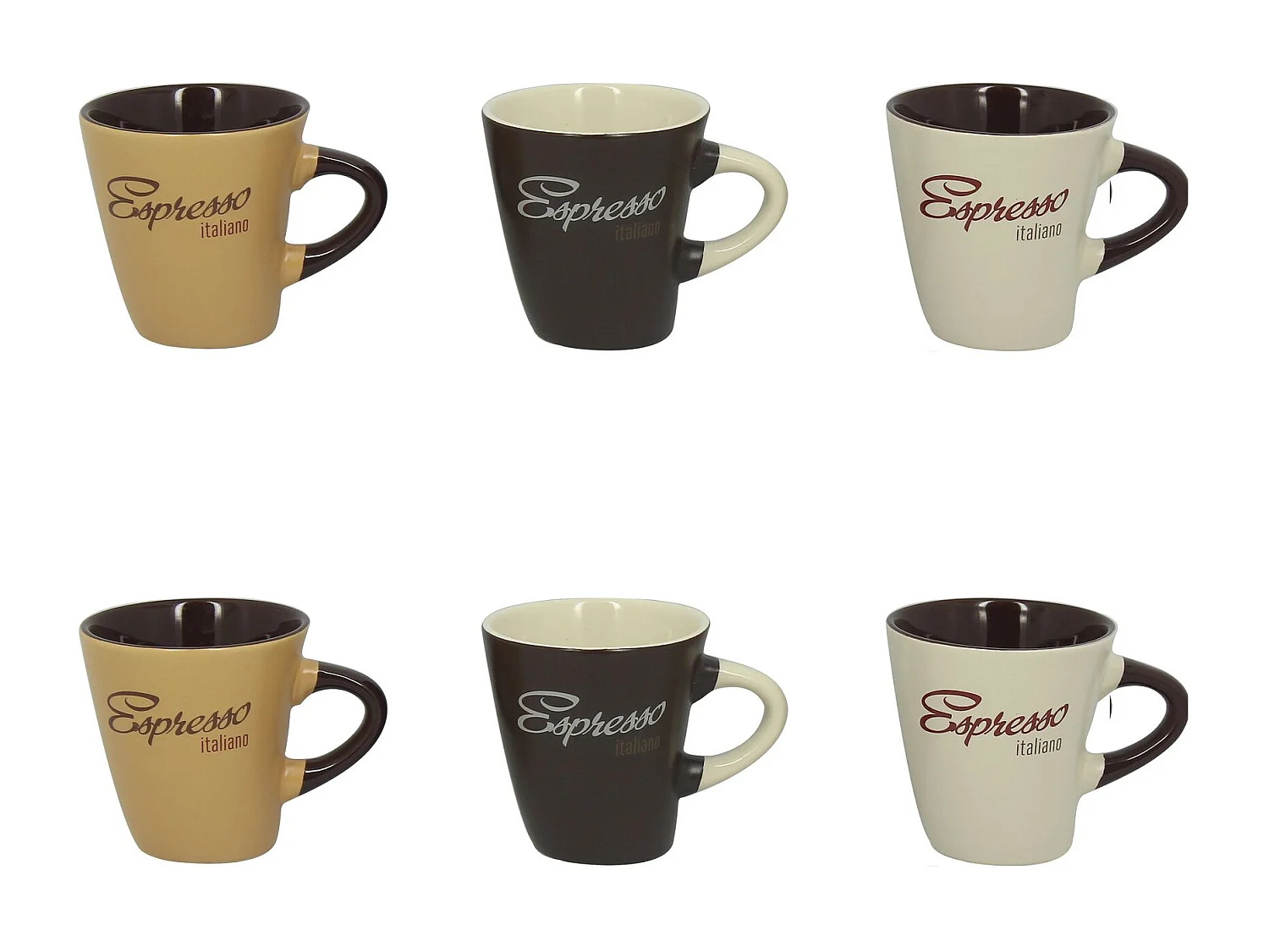 Novastyl - Lot 6 Tasses Expresso Italiano 15cl En Grès 3 Couleurs Assorties