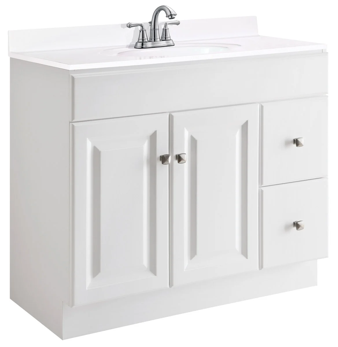 Design House Wyndham 36" Solid Wood Ready to Assemble 2-Door and 2-Drawer Bathroom Vanity Cabinet, White - Image 8