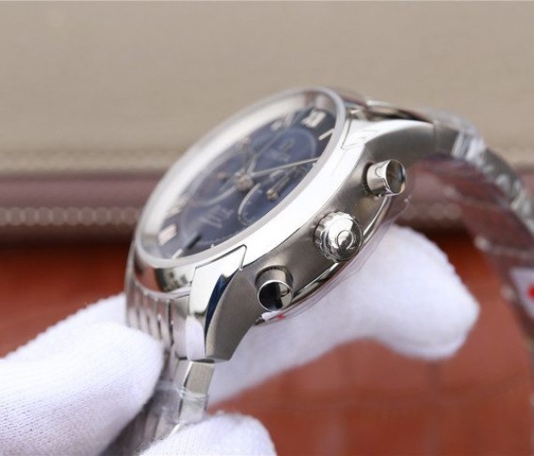 Replica Omega OMF De Ville Chronograph 42mm Blue Dial SS Bracelet A9300 - Top club