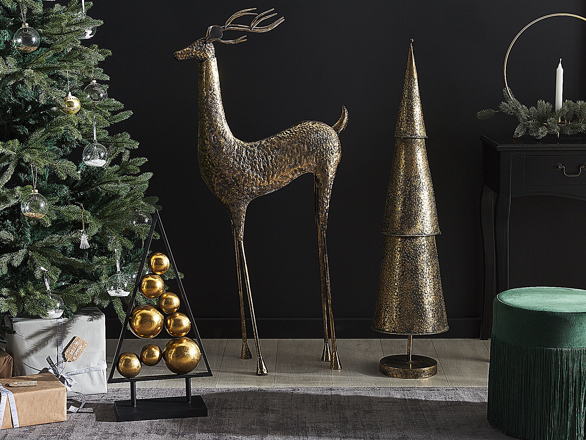 Floor Christmas Decoration PELLO Reindeer 126 cm Gold