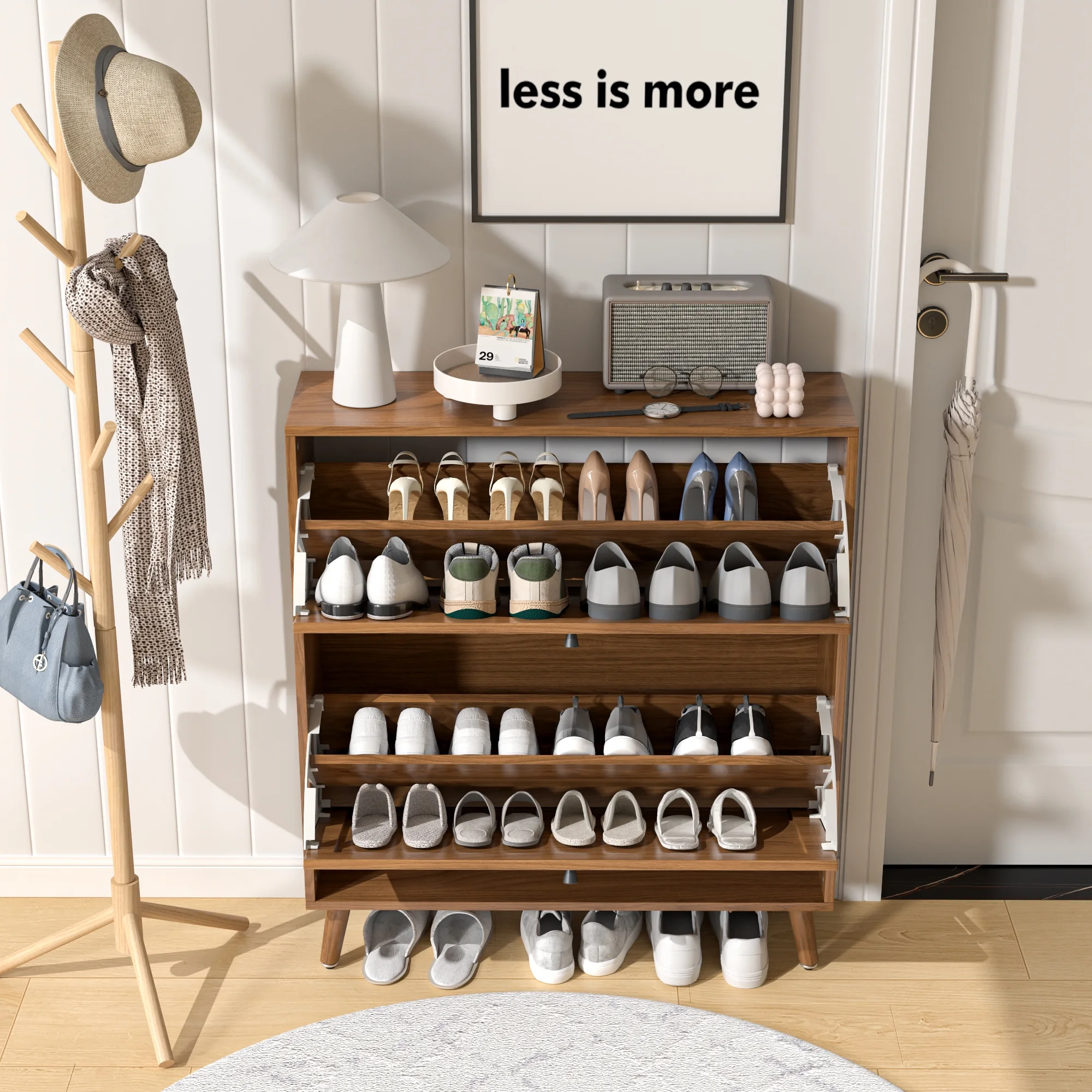 Shoe Storage Cabinet with 2 Flip Drawers, Modern Shoe Cabinet Storage for Entryway, Entryway Shoe Storage - Image 4