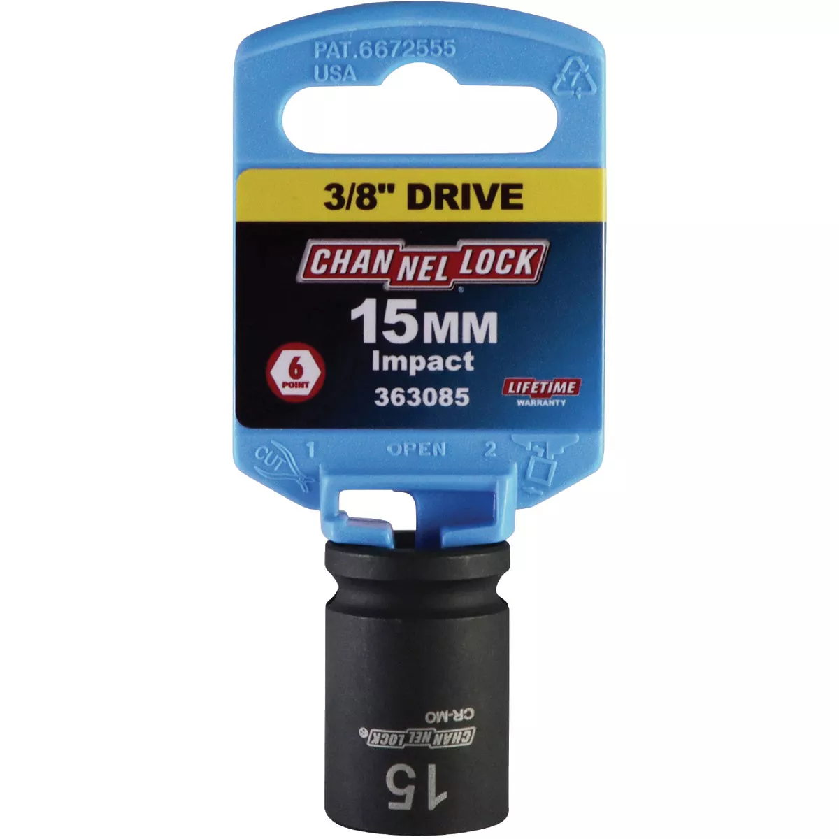 Channellock 3/8 In. Drive 15 mm 6-Point Shallow Metric Impact Socket