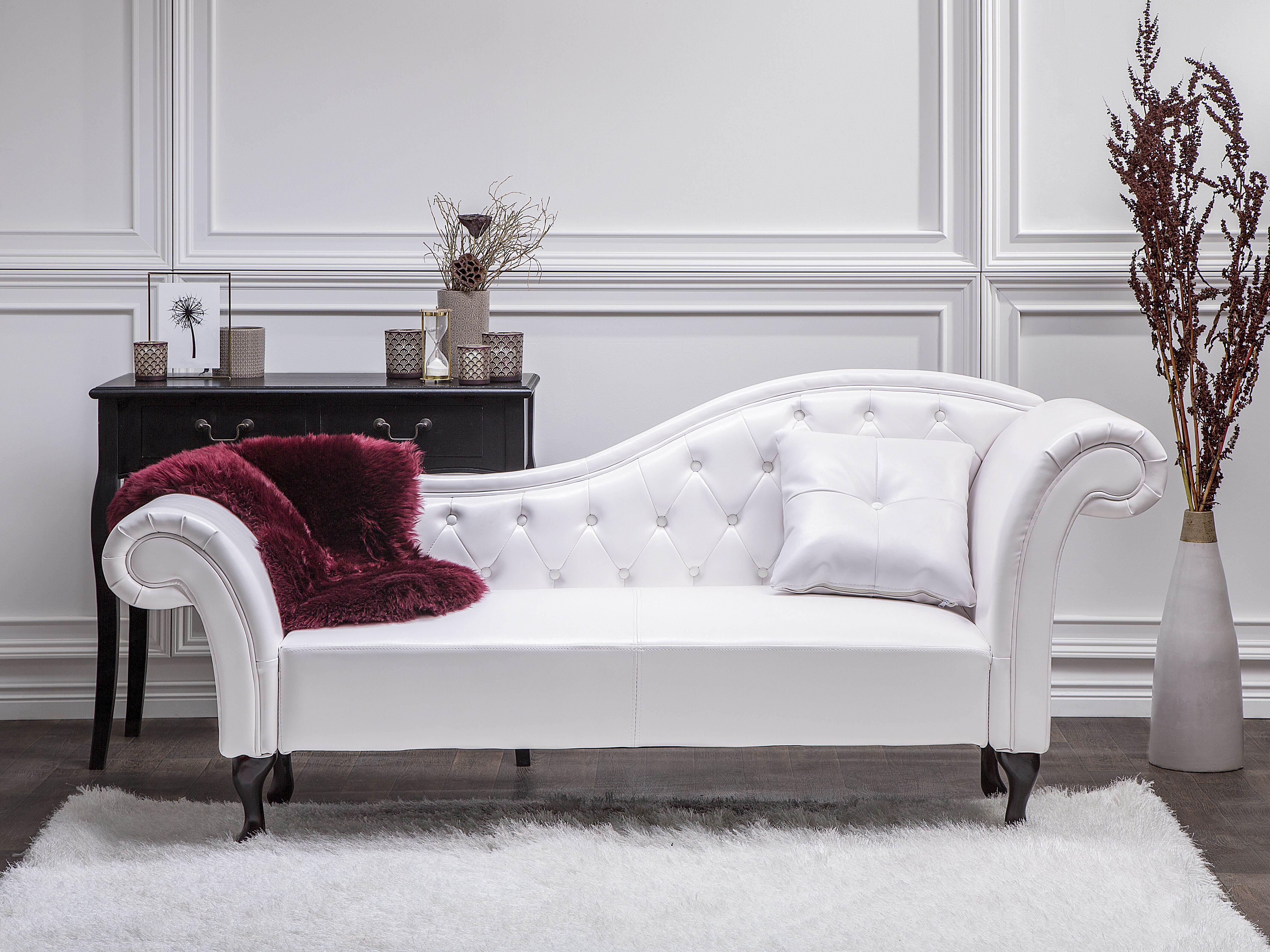 Right-Hand Chaise Lounge LATTES Faux Leather White