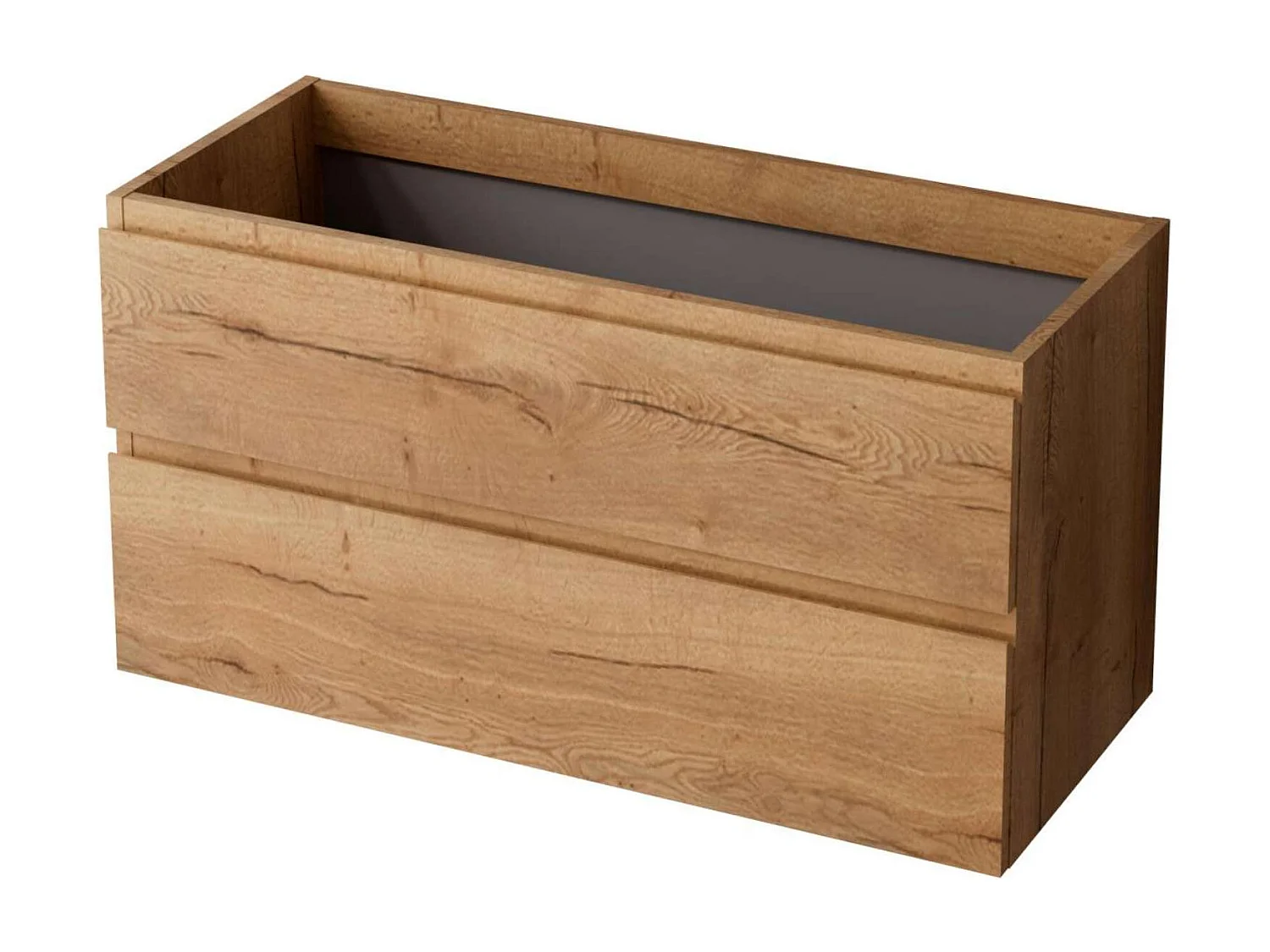 Meuble Salle de Bain STEP 80cm, Plan Vasque Céramique, 2 Tiroirs, Finition Chêne Clair, H 54cm x P 45cm