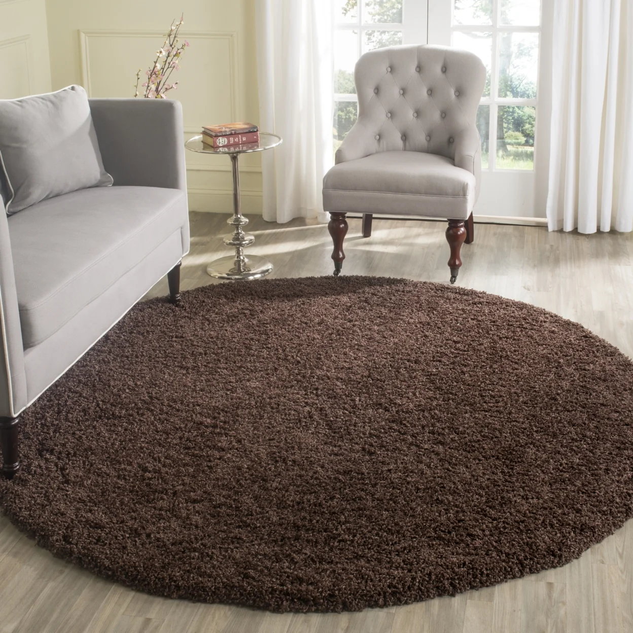 SAFAVIEH Laguna Neven Plush Solid Shag Area Rug, Brown, 8'6