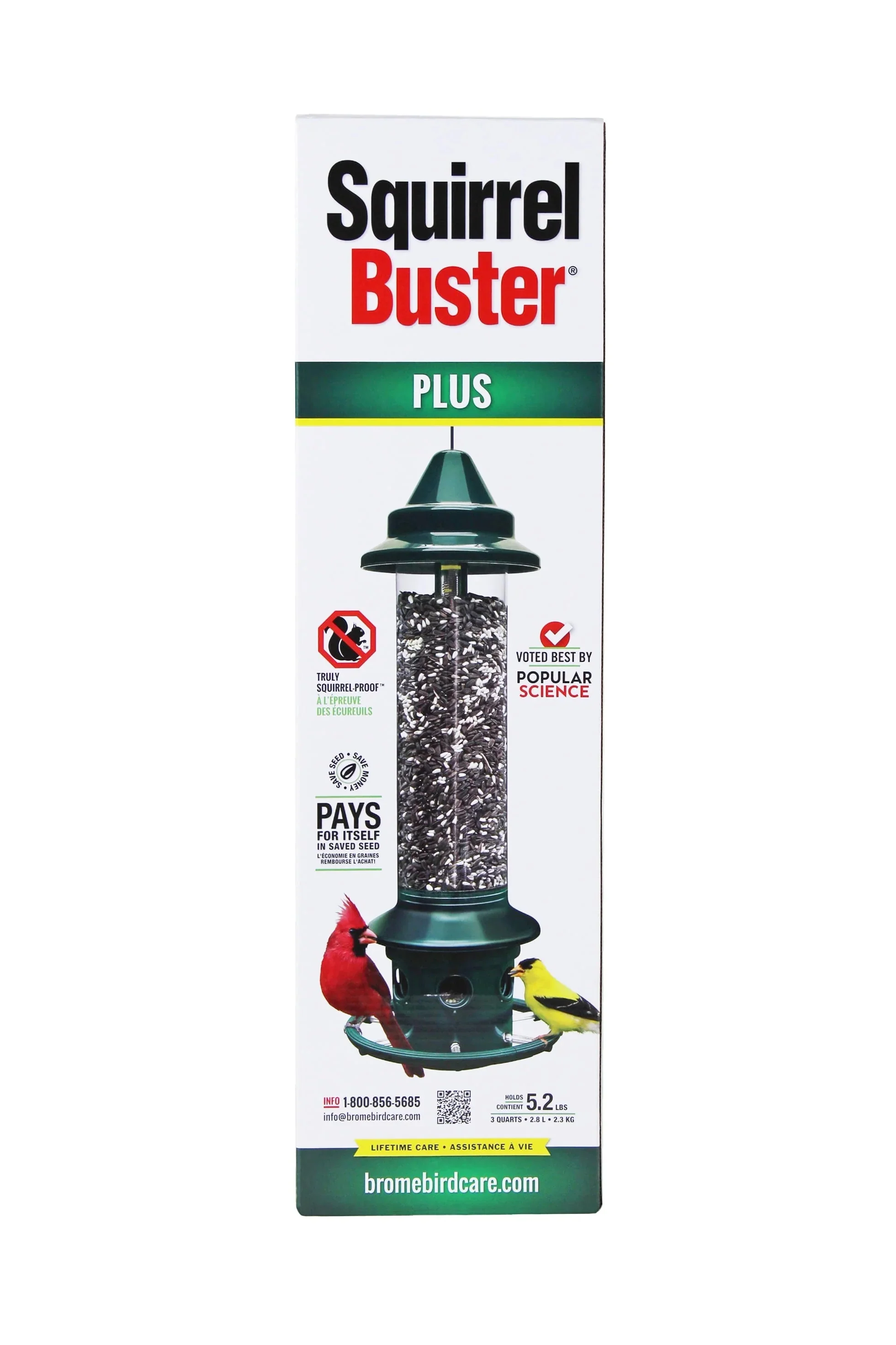 Brome Squirrel Buster Plus Tube Bird Feeder, 23 in, 3 Qt, 2 Pack - Cardinal Perch Ring - Image 4 Brome Squirrel Buster Plus Tube Bird Feeder, 23 in, 3 Qt, 2 Pack - Cardinal Perch Ring - Image 4