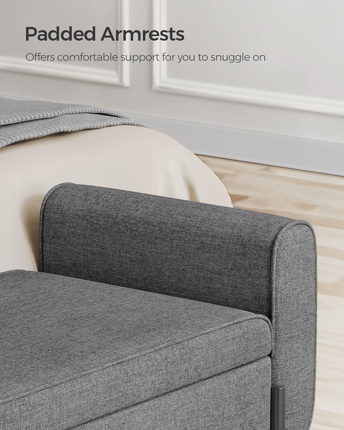 SONGMICS 46.5" Storage Ottoman Bench Storage Bench Bedroom Bench 330lb Load Capacity Solid Wood Legs Light Gray - Image 28