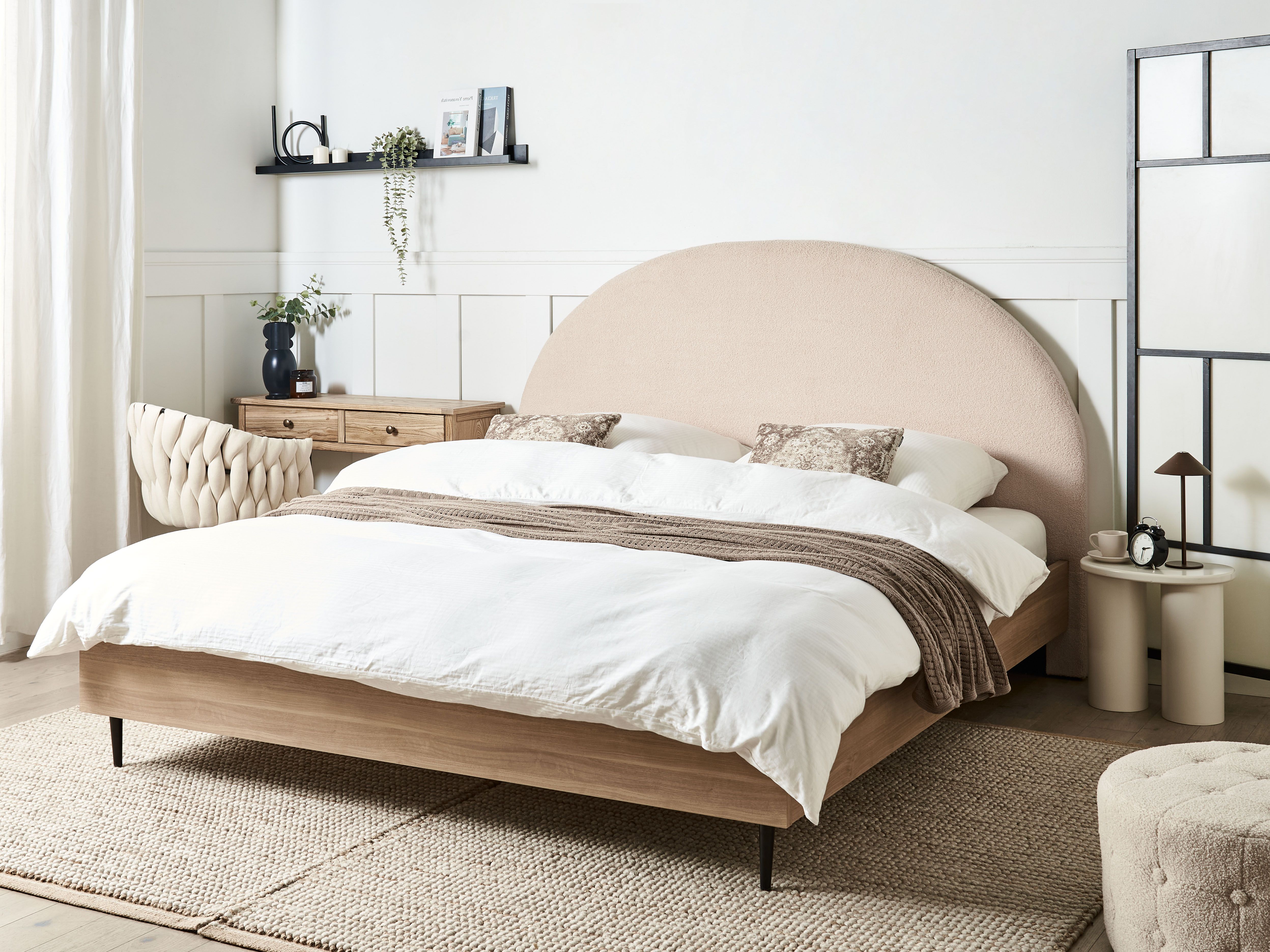 Bed Boucle MILLAY 180 x 200 cm (EU Super King) Beige
