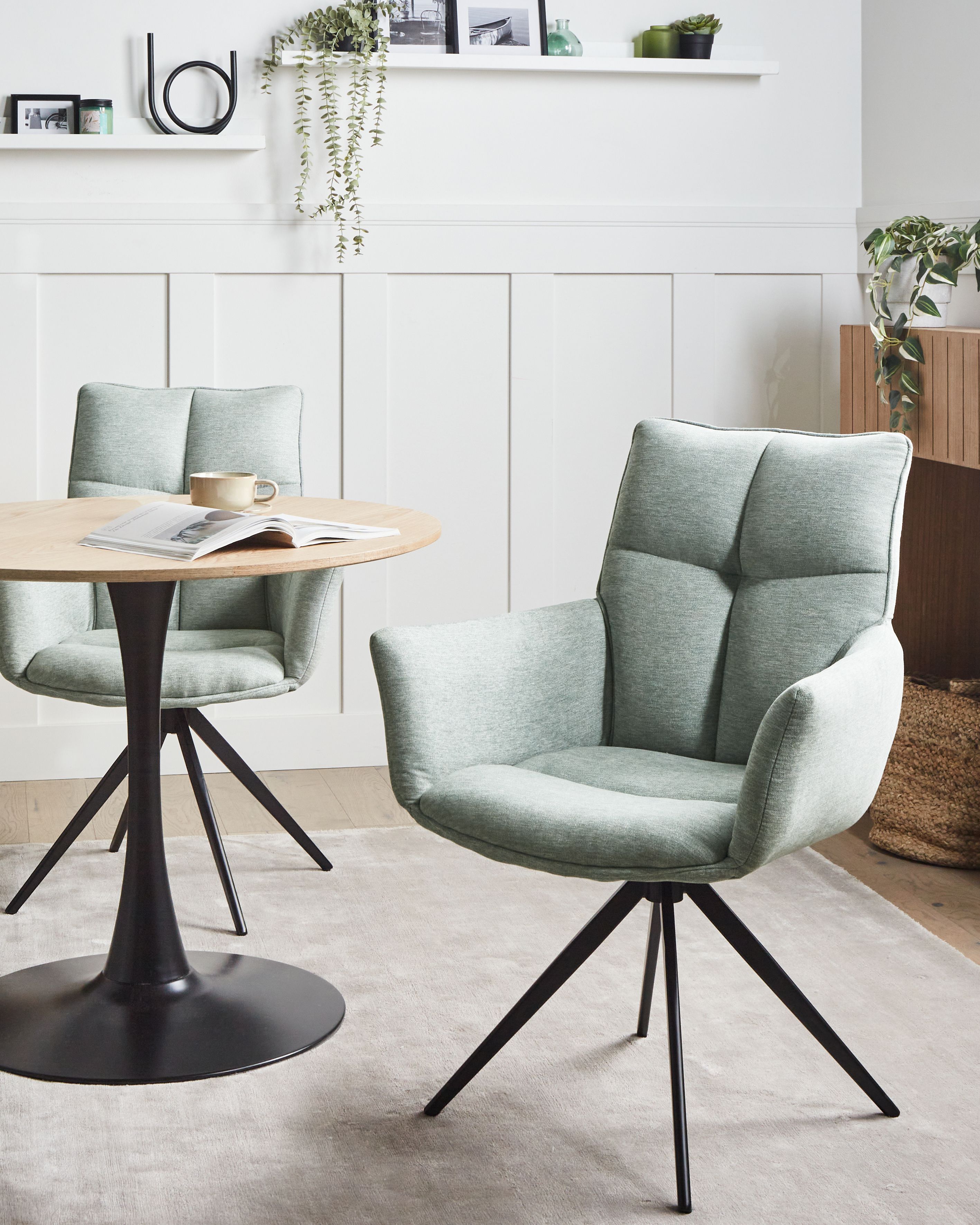 Dining Chair Swivel CORBIE Fabric Mint Green