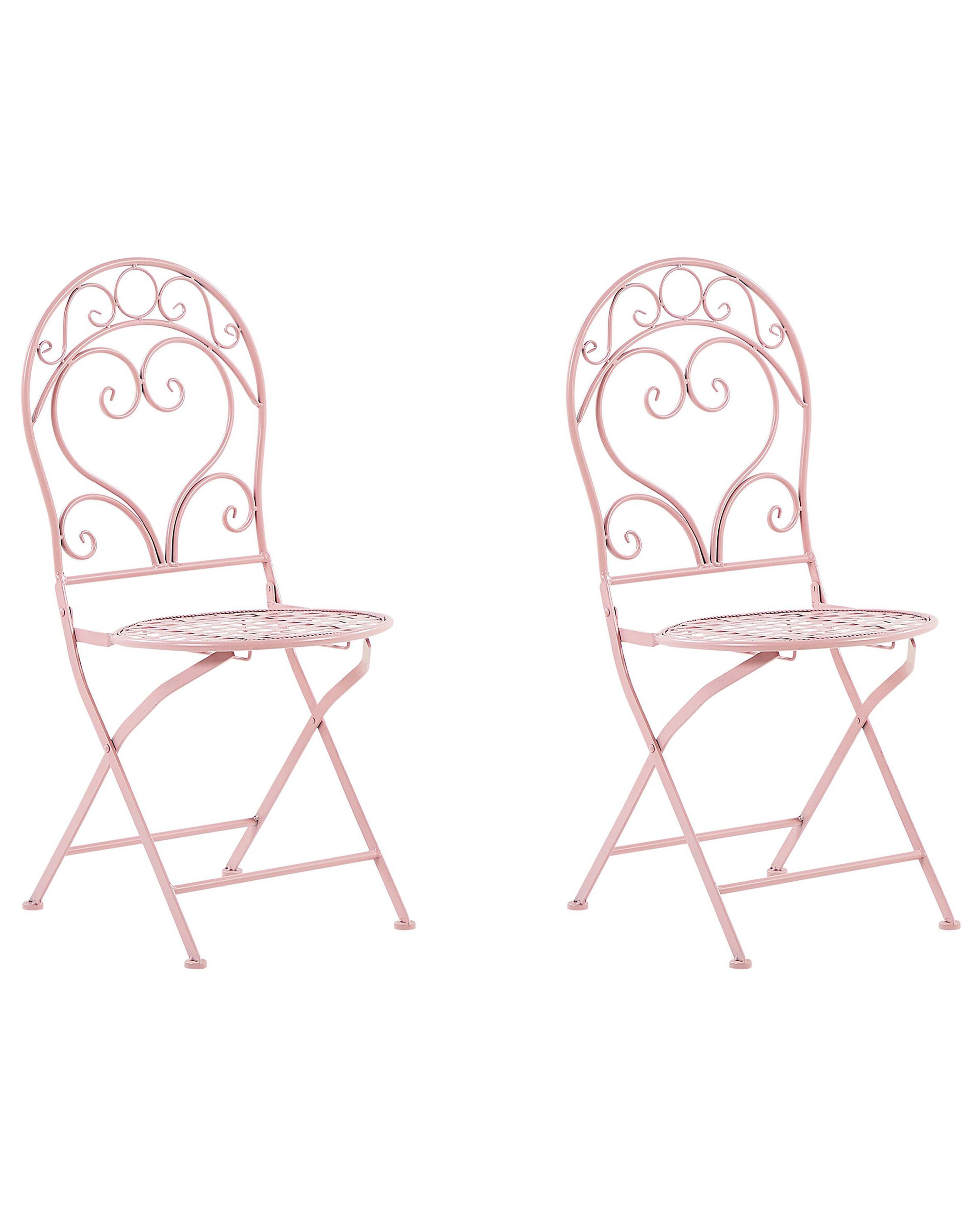 Set of 2 Garden Chairs ALBINIA Metal Pink