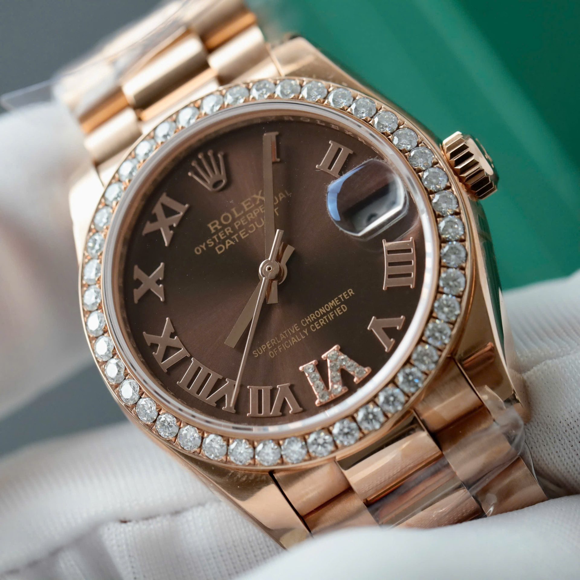 Rolex DateJust Women s Copies Watch Diamonds Moissanite + 18K Gold Wrapped 31mm - Elite Watch Atelier