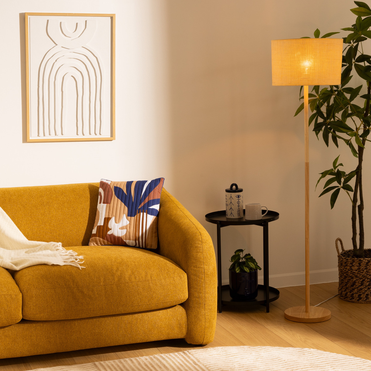 Floor lamp "Della" Pine, H.149 cm