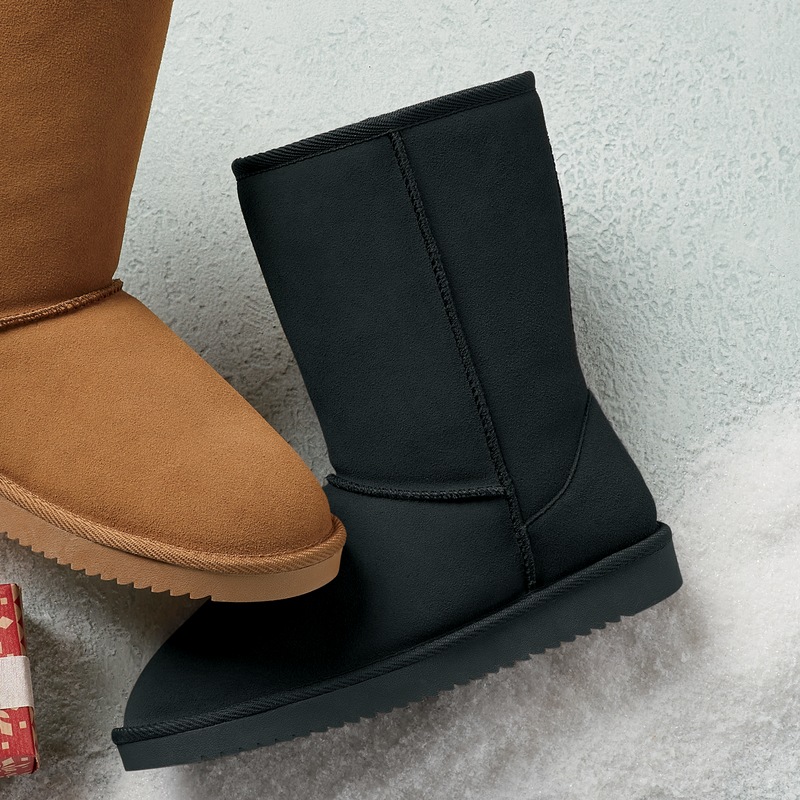 Women's Classic Genuine Suede Boot with Faux-Fur Lining - MIDNIGHT VELVET CATALOG