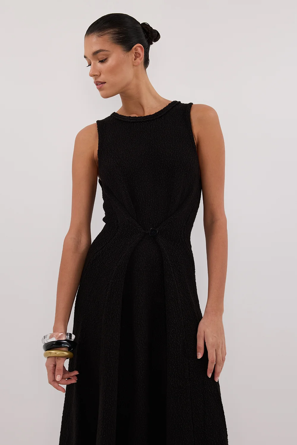 SUE BLACK KNIT MAXI DRESS