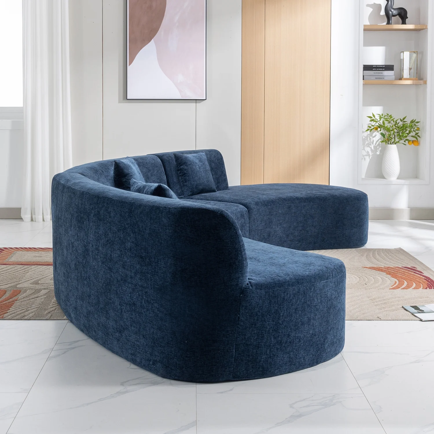 Harper & Bright Designs Modern Curved Floor Sofa Set, Modular Sectional Sponge Couch for Living Room, 2 PC Free Combination No Assembly Foam-Filled Sofa, Beige - Image 67
