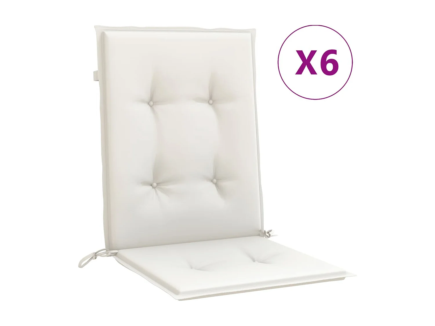 Coussins de chaise à dossier bas lot de 6 crème mélangé tissu
