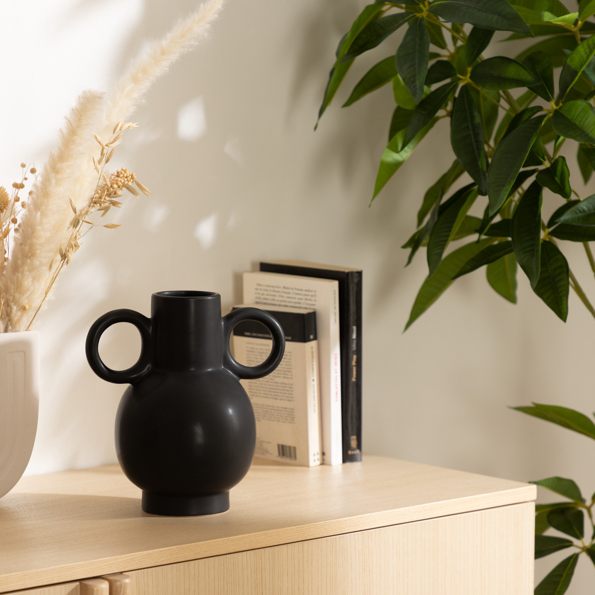 Vase Ceramic, black, h.22 cm