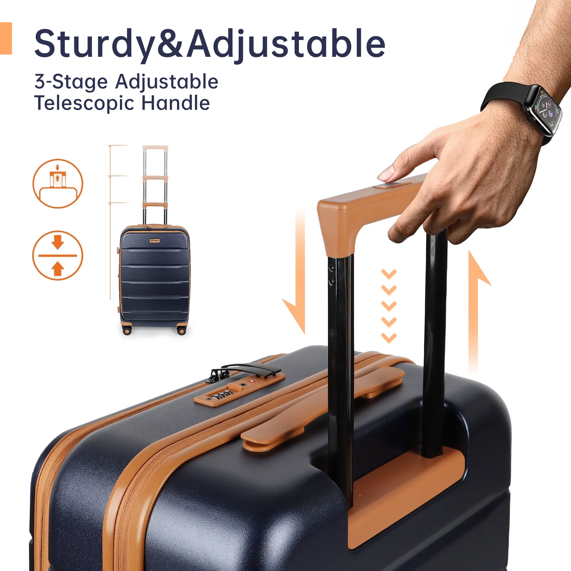 Carry On Luggage 22 x 14 x 9 Airline Approved Lightweight Hardside Spinner Luggage with TSA Lock and Laptop Compartment, Beige, CY2431 - Image 18
