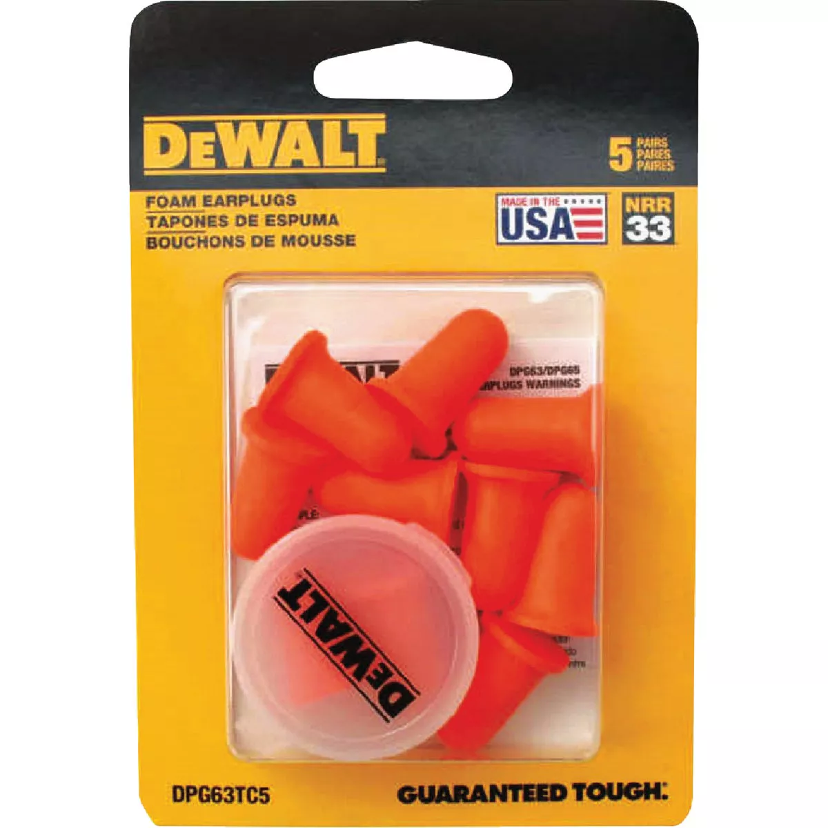 DEWALT NRR 33 dB Orange Foam Disposable Earplugs (50-Pair)