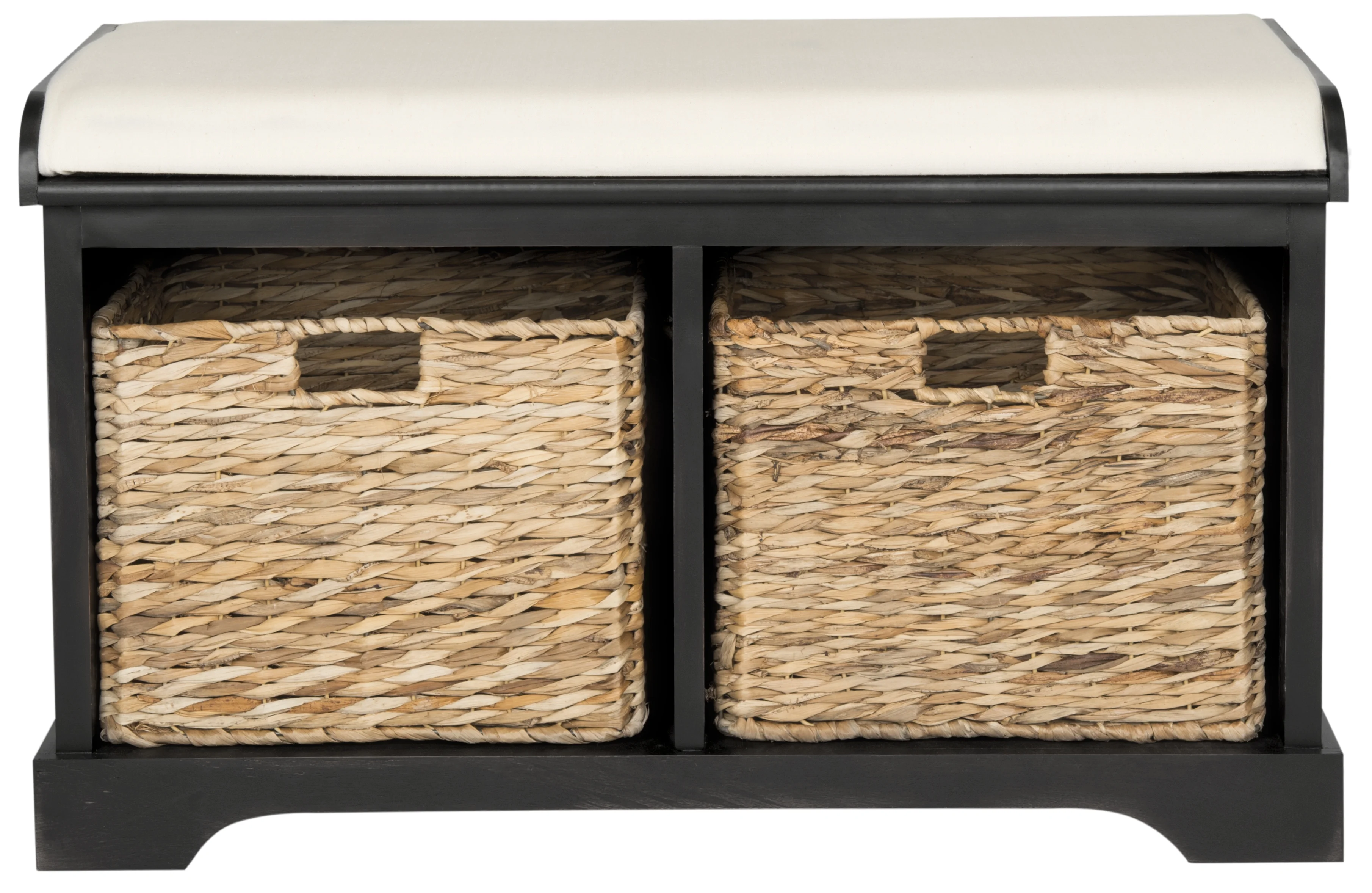 SAFAVIEH Freddy Contemporary Wicker Storage Bench with Cushion, Vintage Grey - Image 16