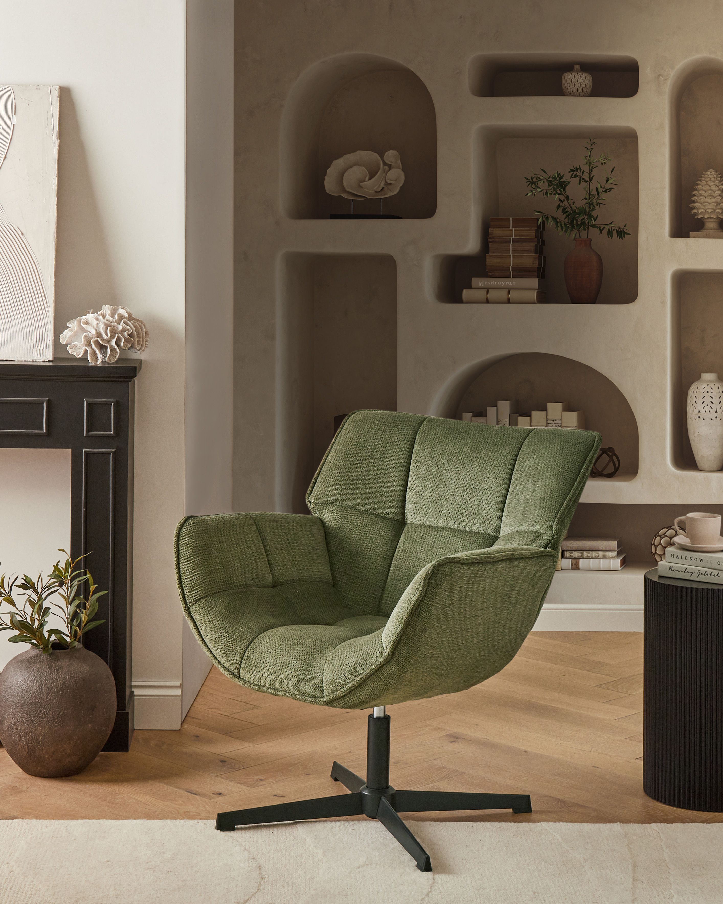 Swivel Armchair AUMA Fabric Green