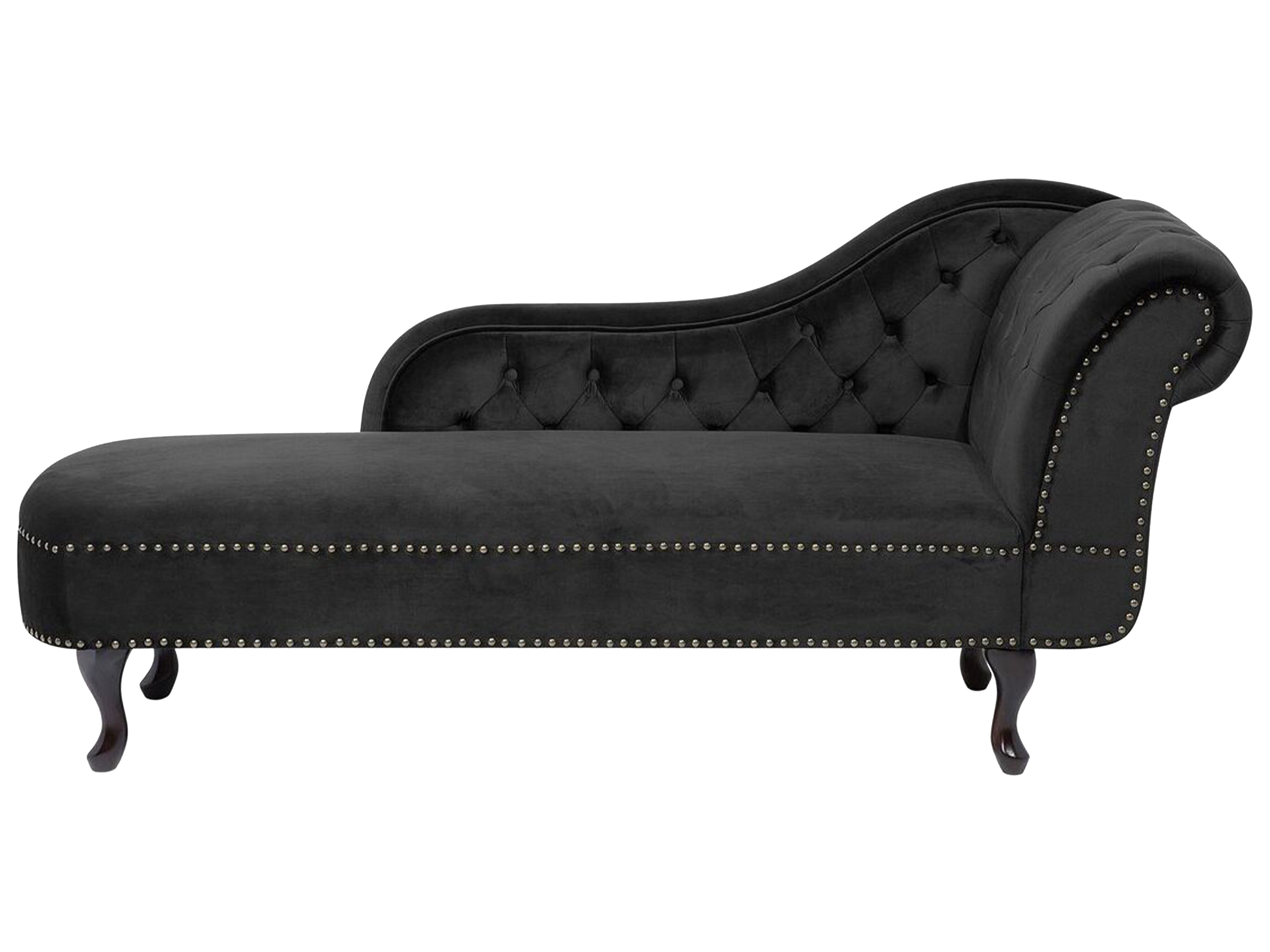 Right-Hand Chaise Lounge NIMES Velvet Black