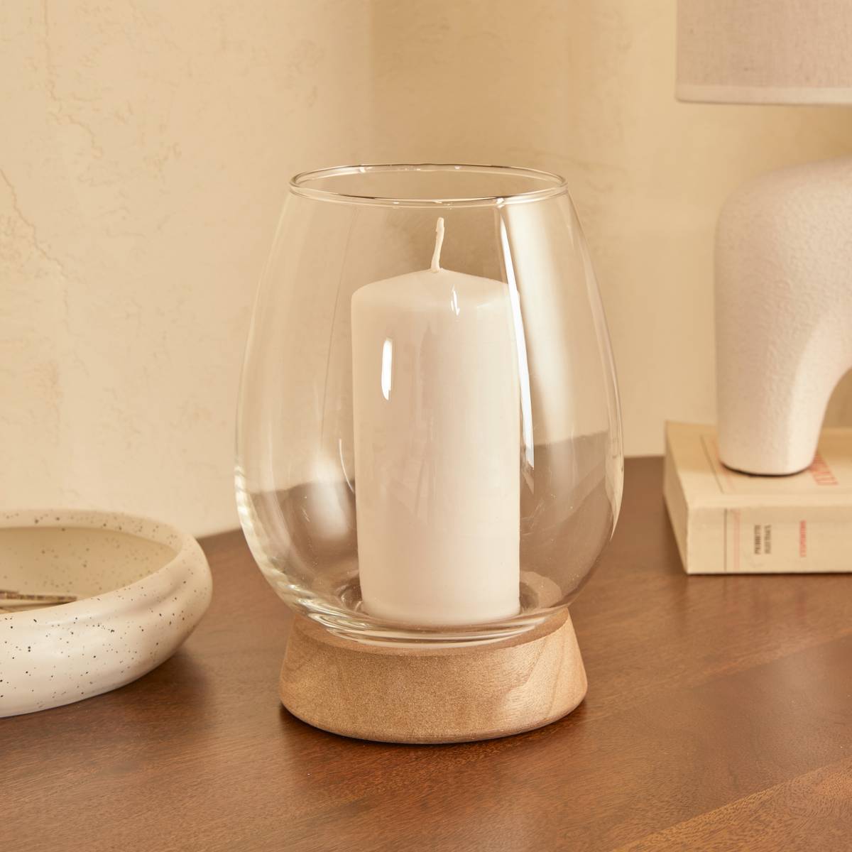 Candle Holder "Wonj" Transparent, 13.5x13.5 cm