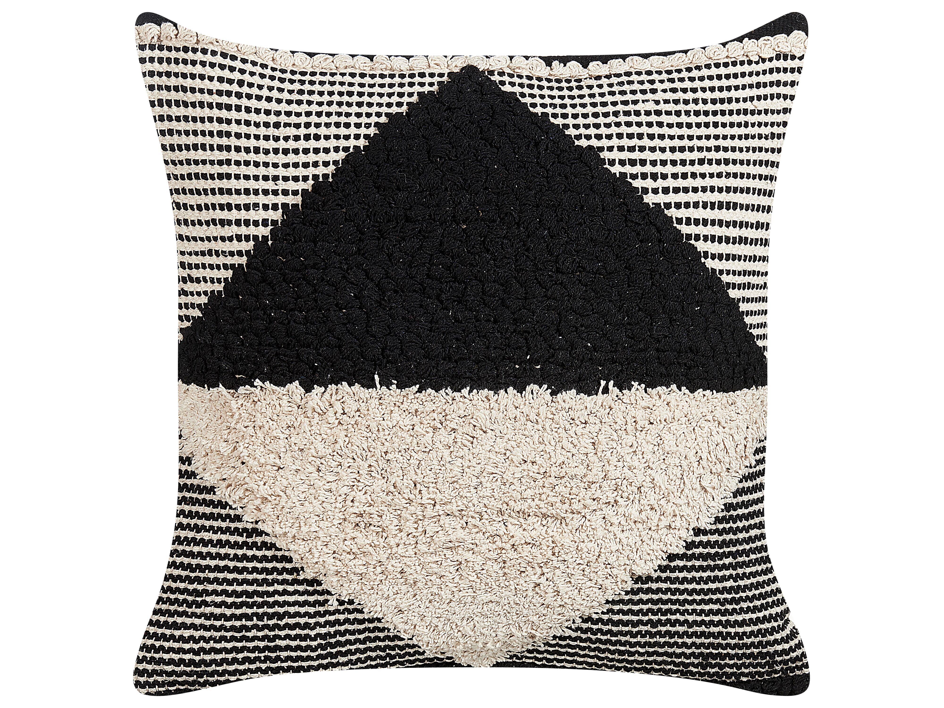 Throw Cushion KHORA Cotton 50 x 50 cm Black Geometric Pattern