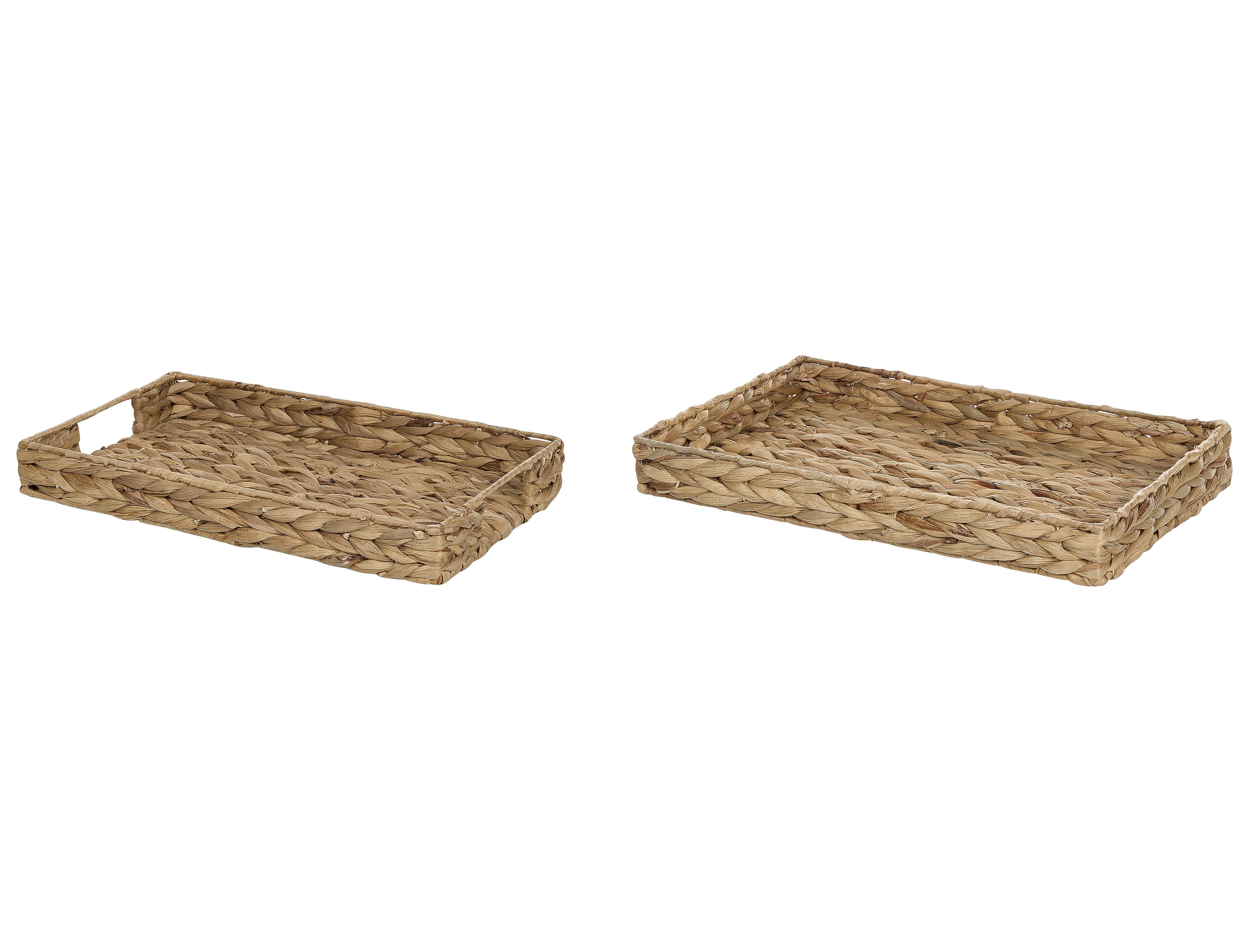 Set of 2 Decorative Trays KONTUM Wicker Natural