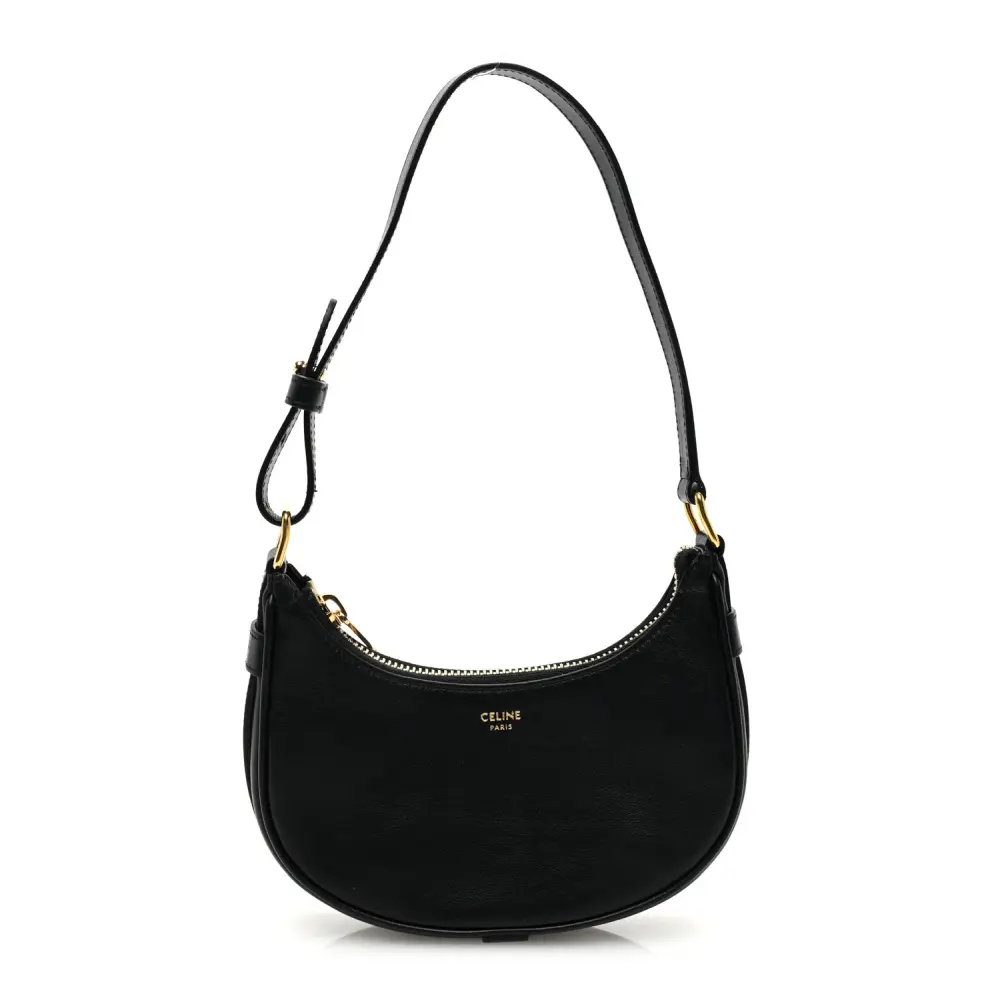 Celine Black Smooth Calfskin Leather Mini Ava Shoulder Bag Gold Hardware Replica1:1High-quality replica
