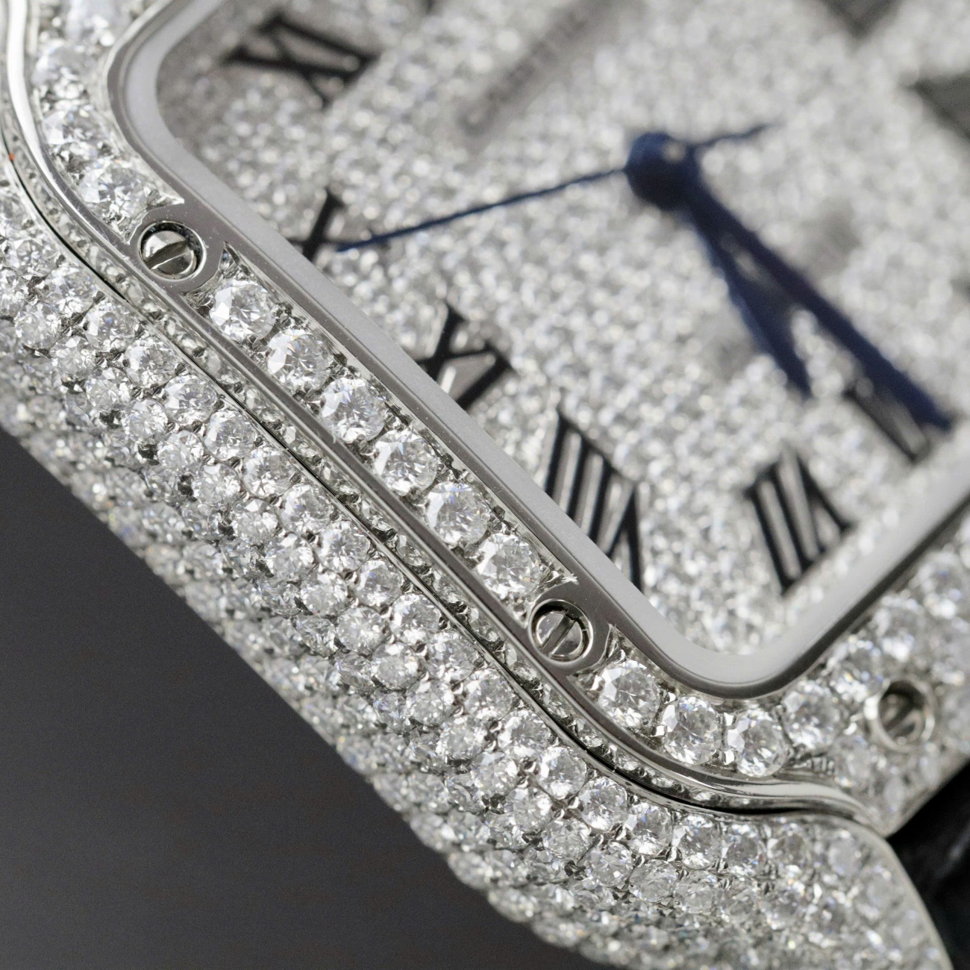 Cartier Santos Women Copies Watches Full Moissanite Diamonds Custom 35mm - Top club