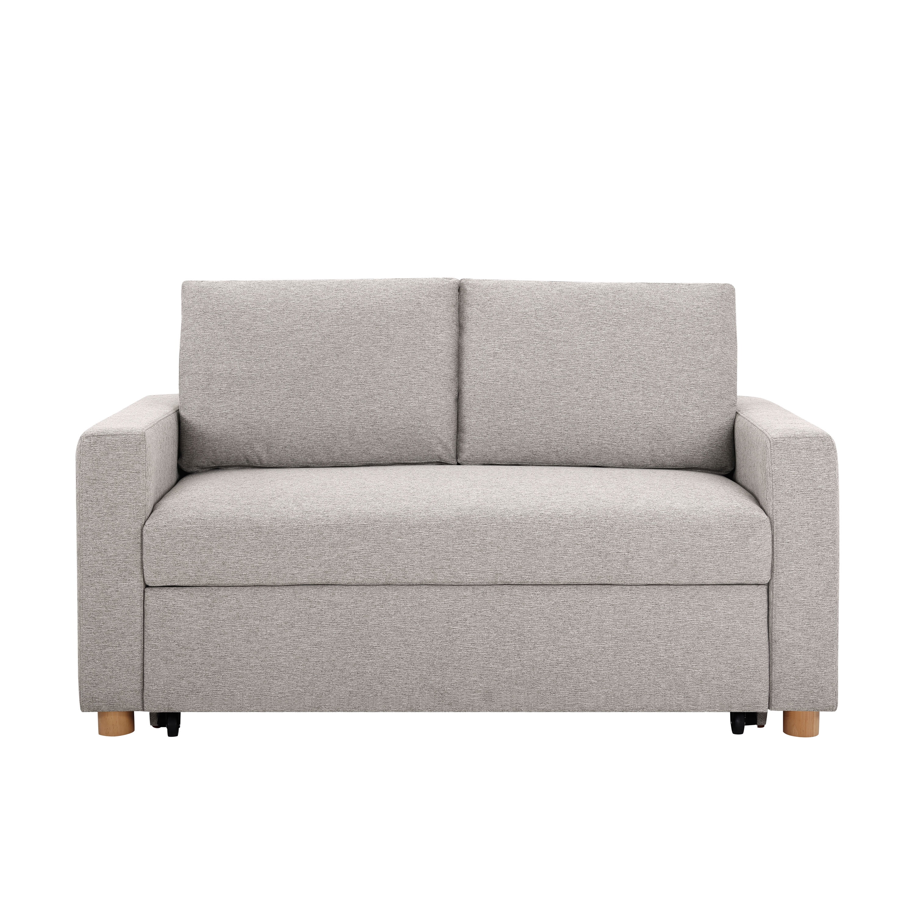 Serta Tennyson Scandinavian Convertible Loveseat with Full Size Sleeper, Light Grey Woven Fabric