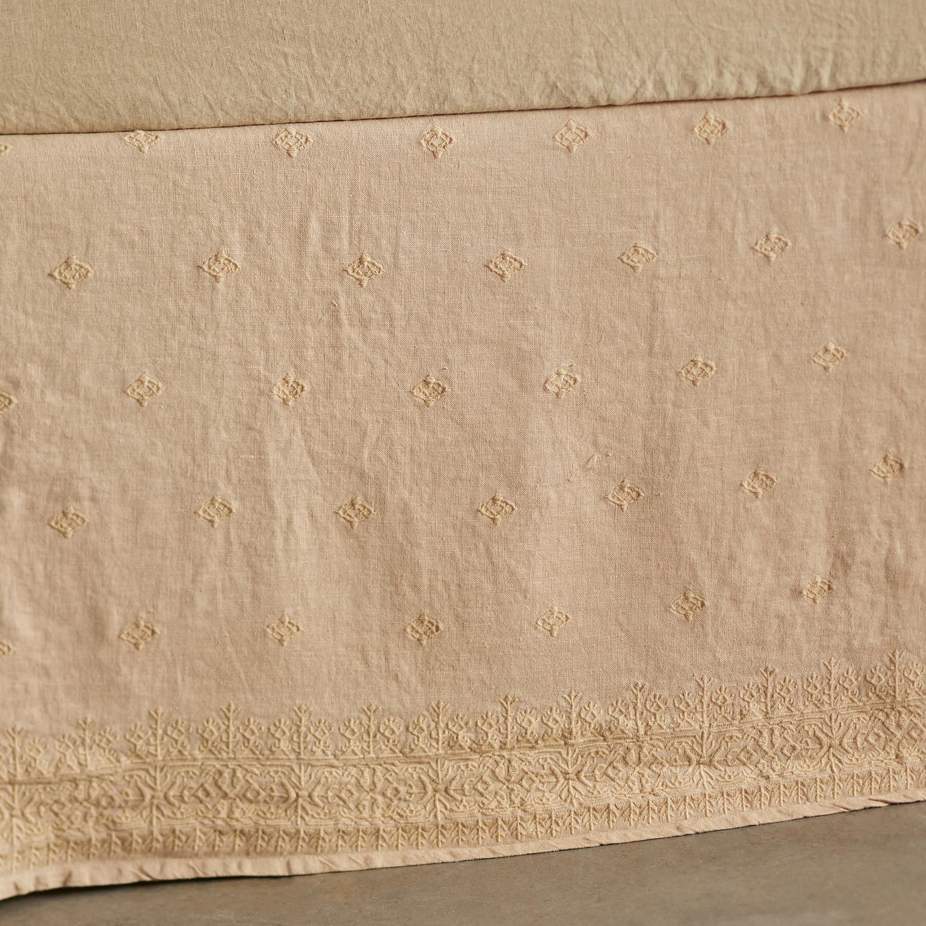 Gossamer Linen Embroidery Bedskirt - Sundance Clothing