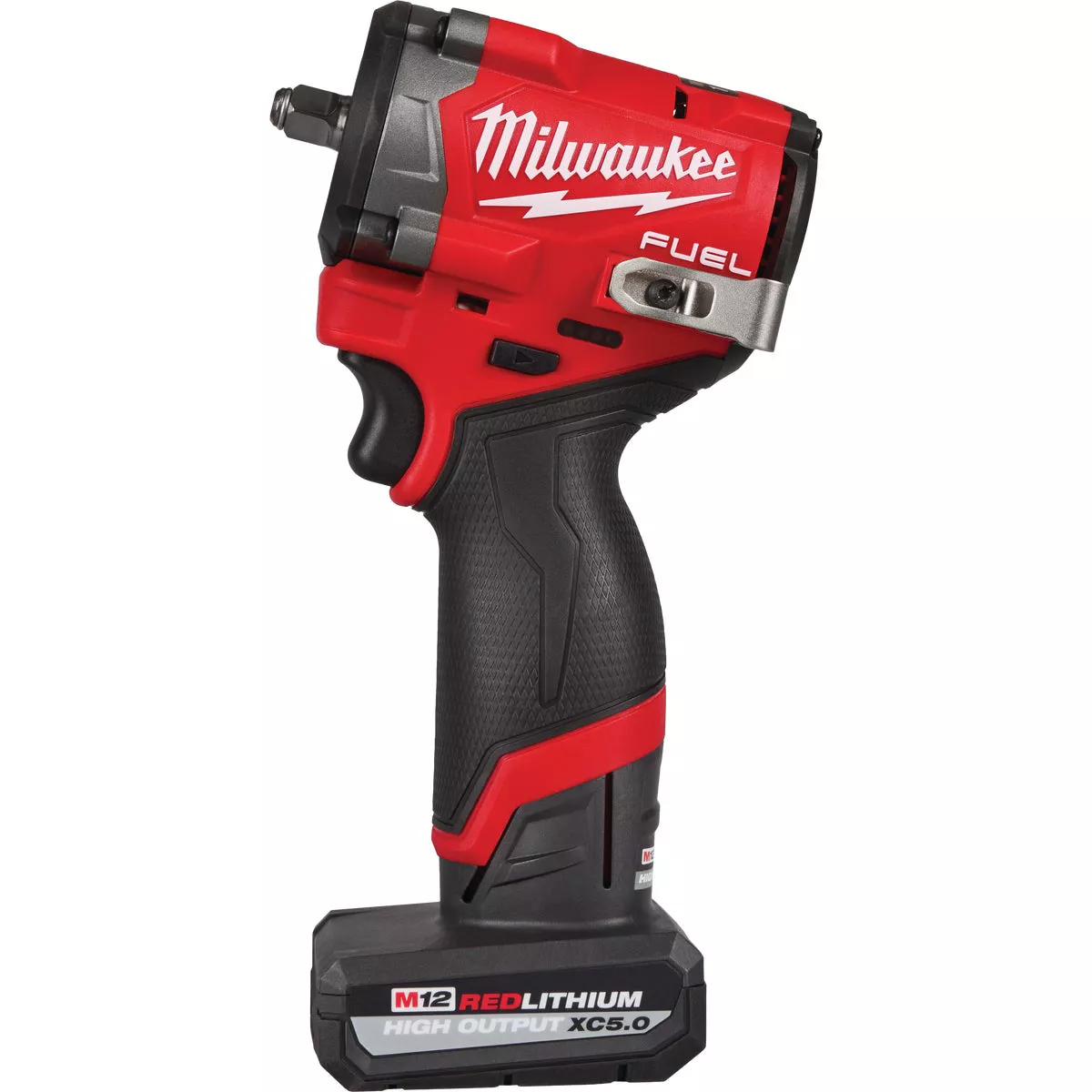 Milwaukee M12 FUEL Brushless 3/8 In. Stubby Cordless Impact Wrench Kit with 5.0 Ah & 2.5 Ah Batteries & Charger