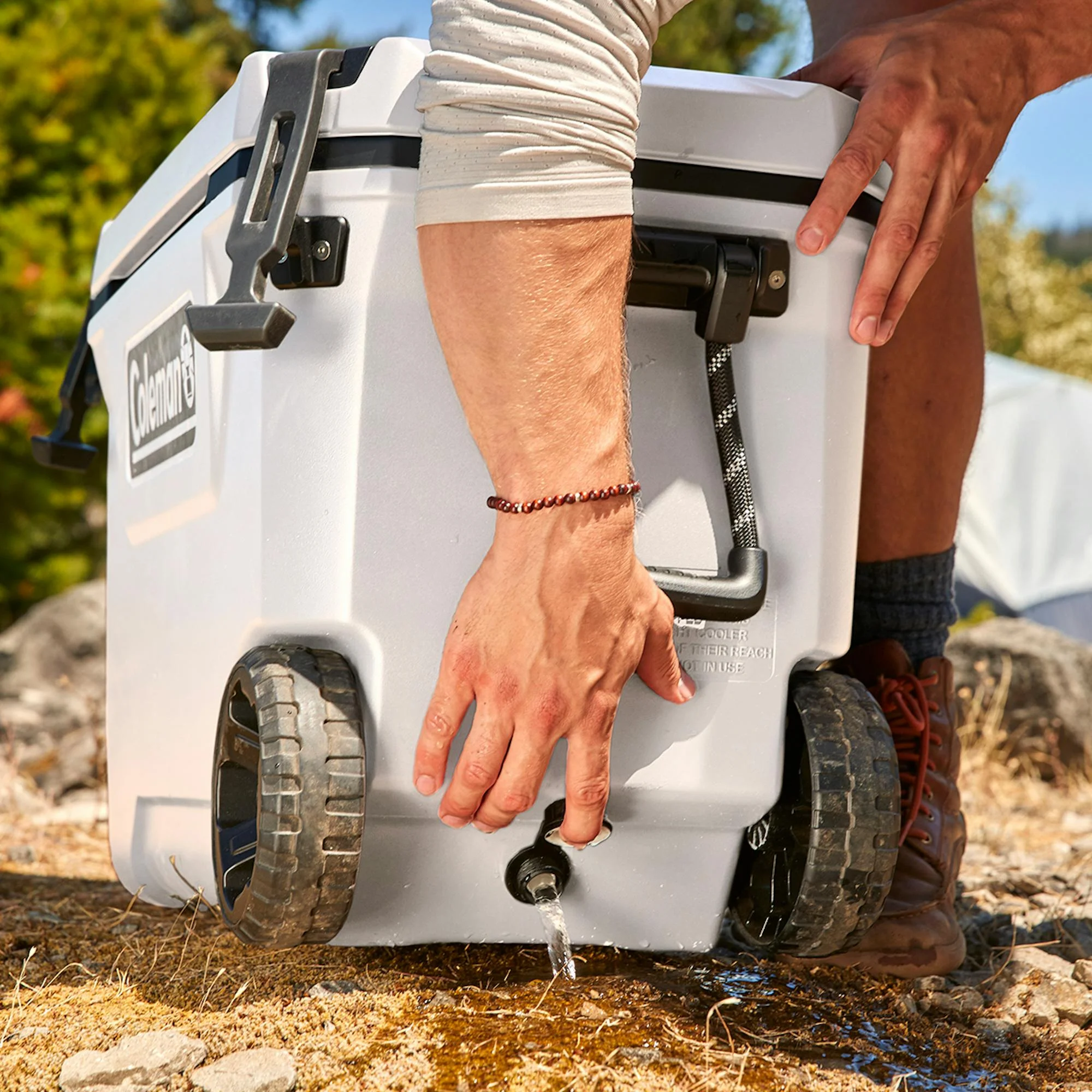 Coleman Convoy Series 65-Quart Hard Cooler with Wheels, up to 48 Cans, Brown Walnut Color - Image 19