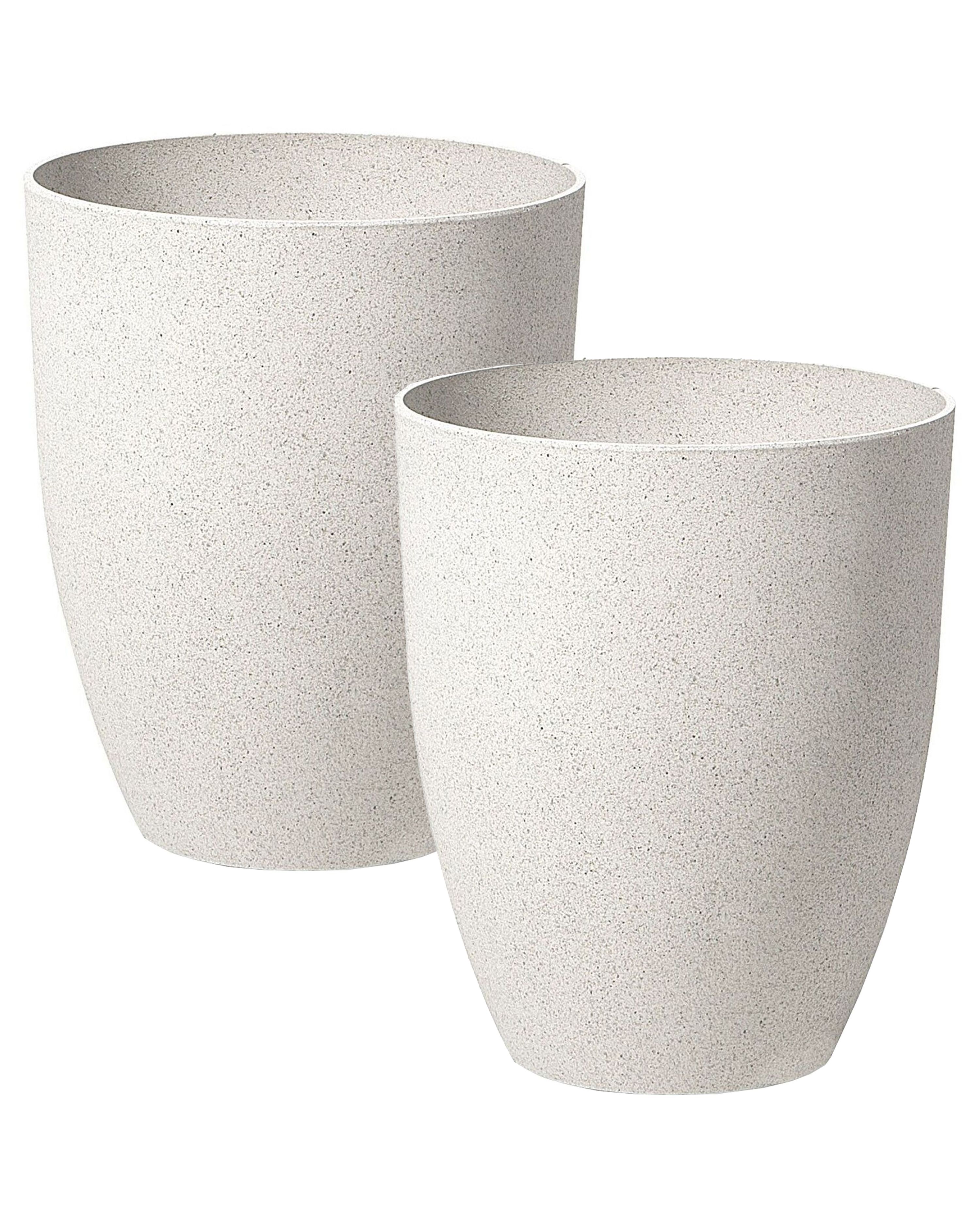 Set of 2 Plant Pots CROTON 35 cm Off-White