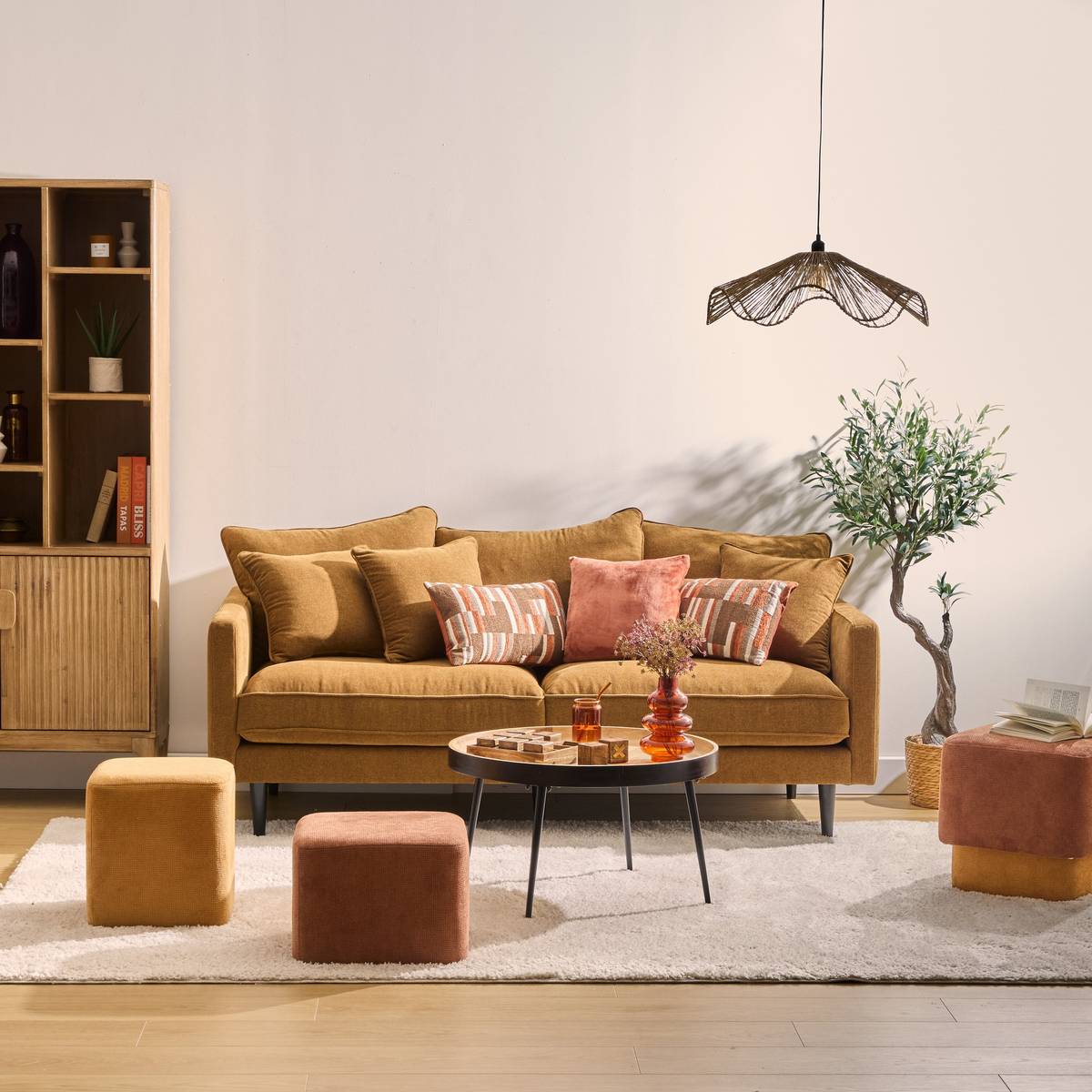 Fixed Sofa "Candice" 3 seater, 194x96 cm, Bronze