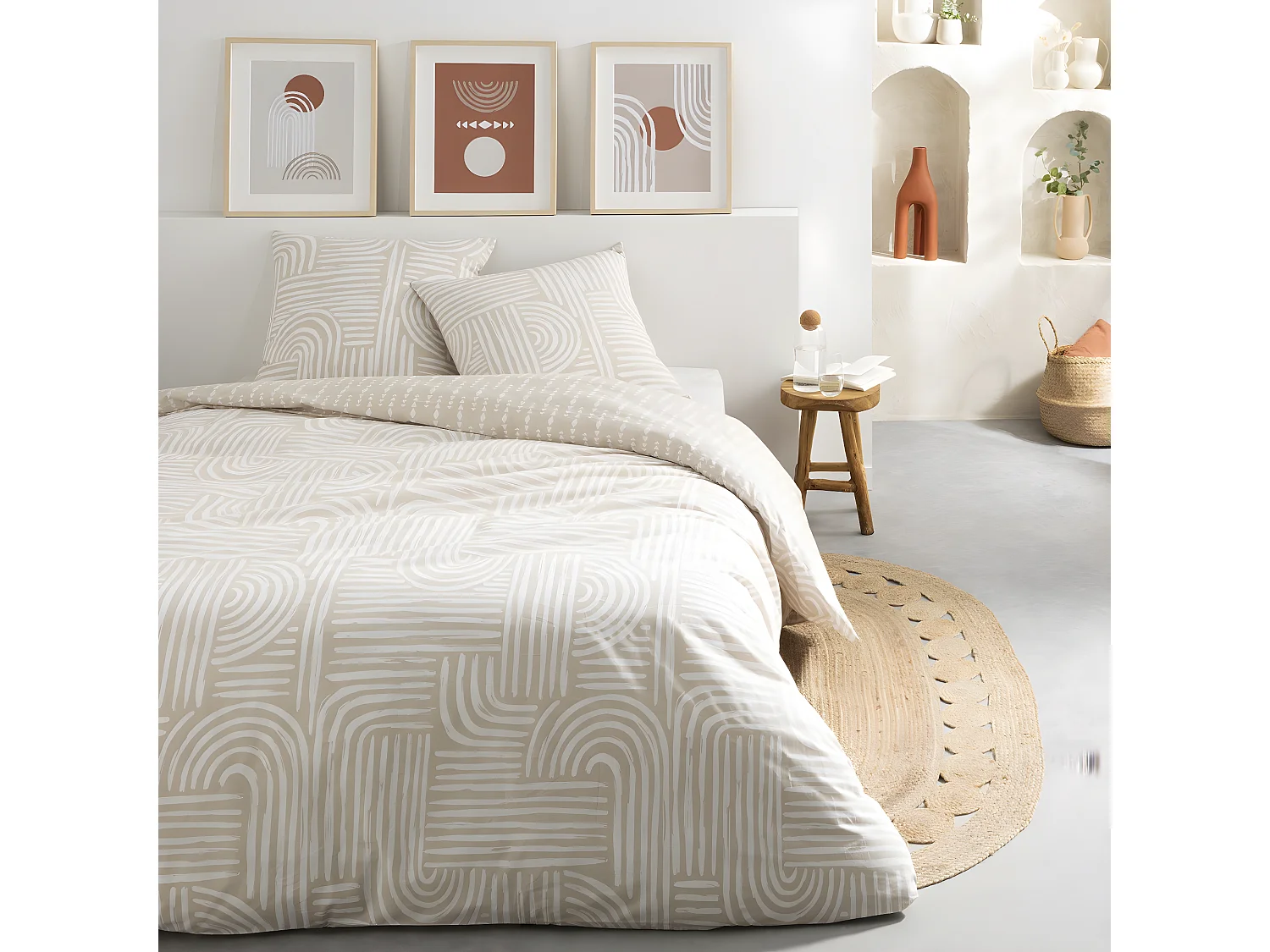 Parure de lit 2 personnes arche en coton 260x240cm