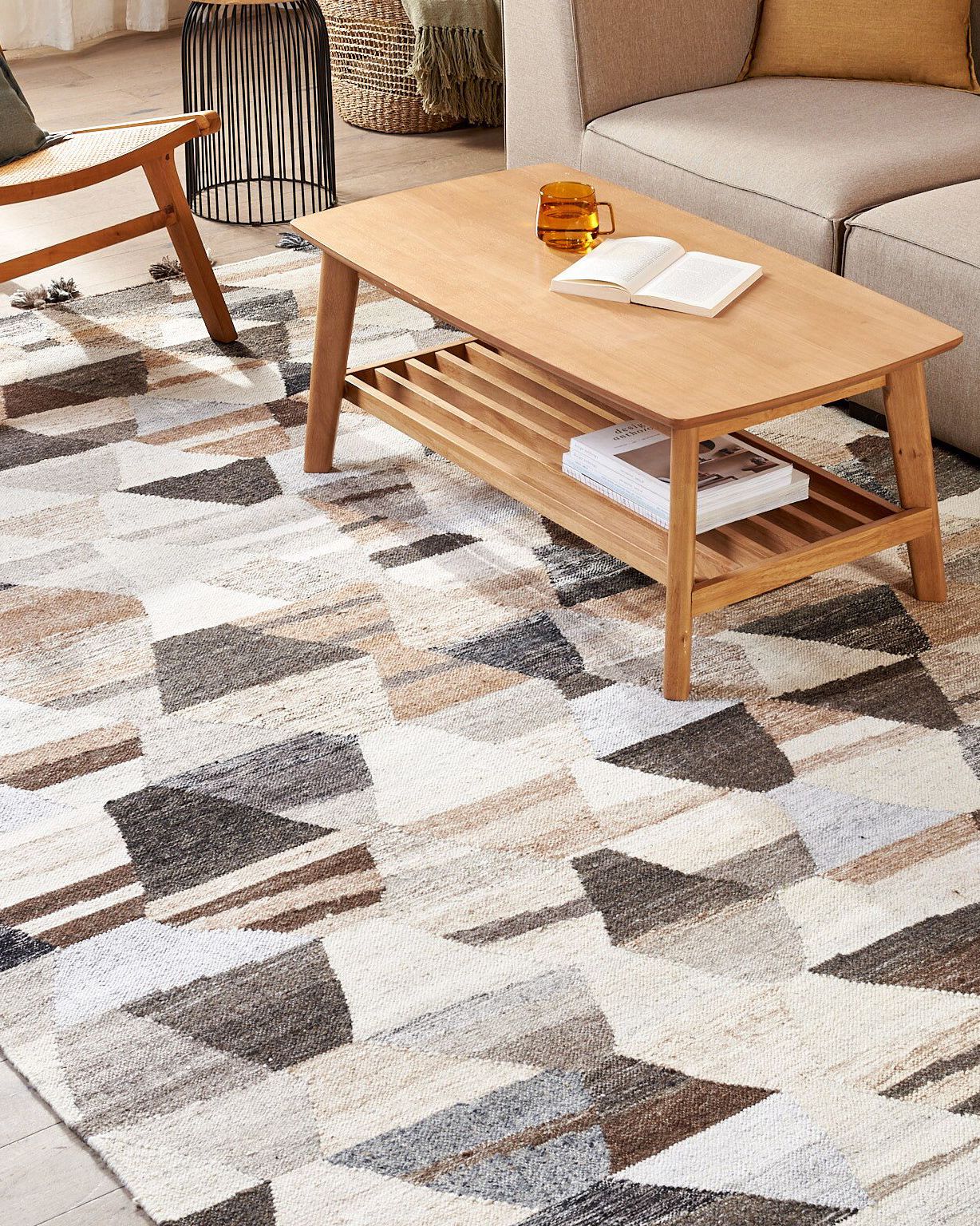 Rug ARGAVAND Beige 160 x 230 cm Wool Kilim