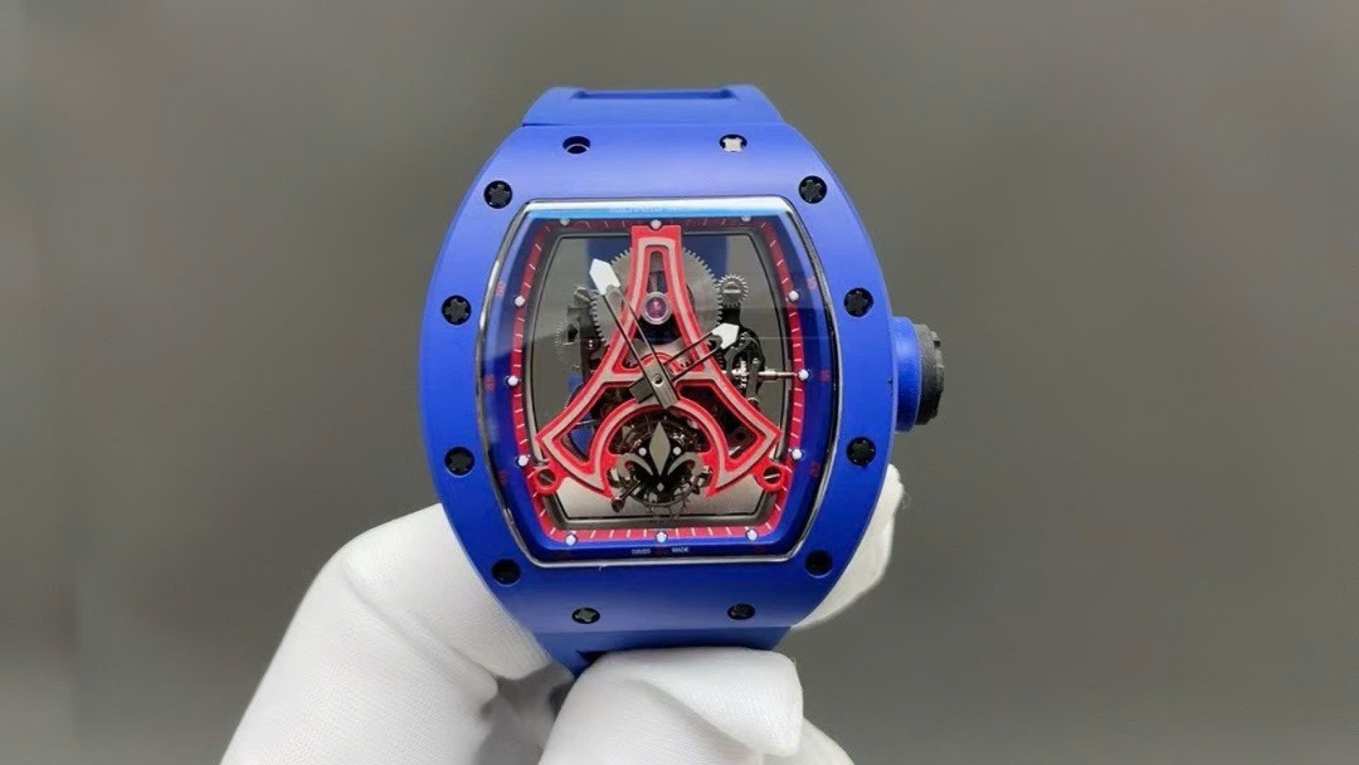 Richard Mille Best Copies Watch RM52-03 Paris Saint-Germain Tourbillon Ceramic Blue 40x48mm - Elite Watch Atelier