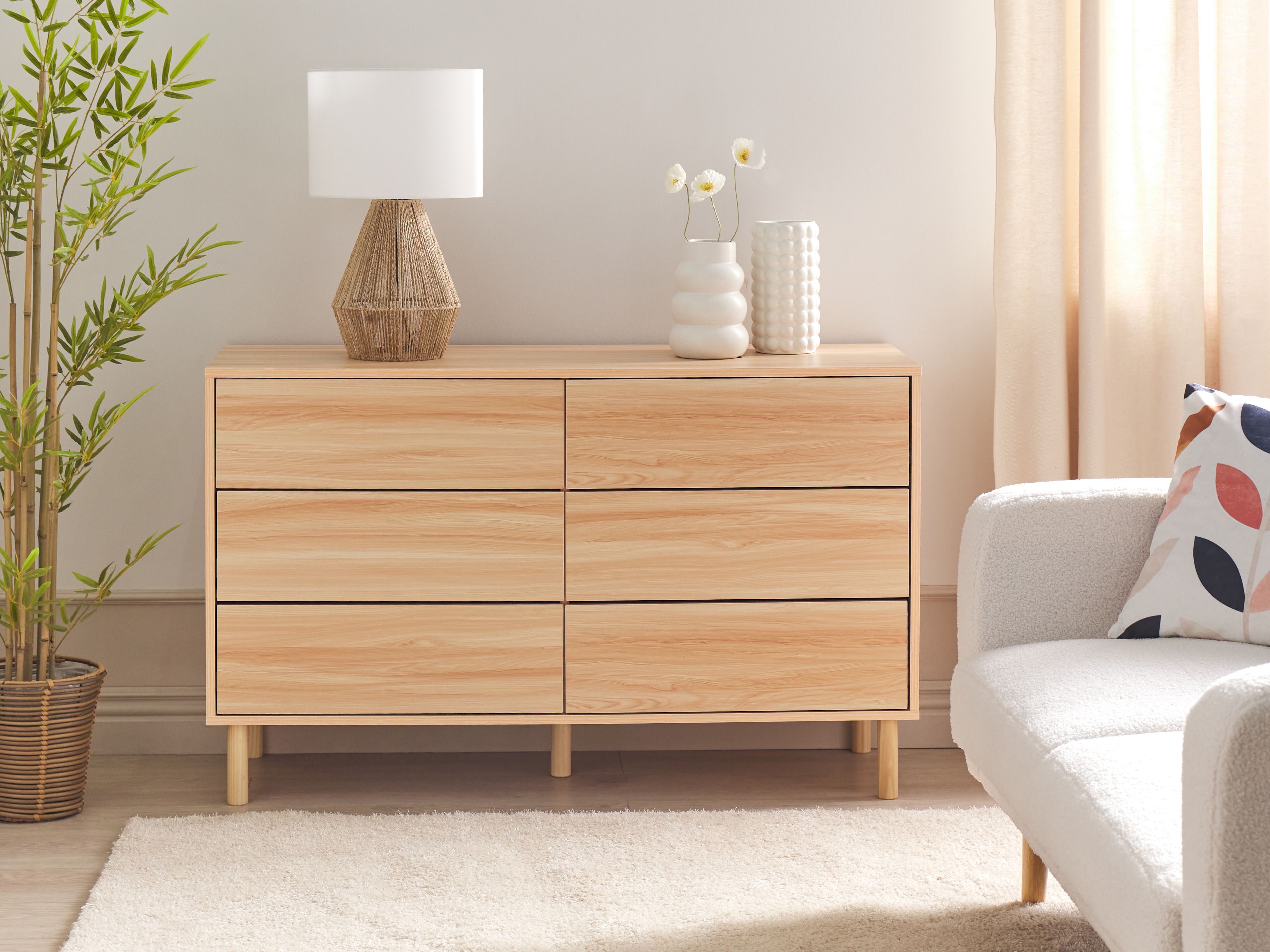 6 Drawer Chest SHARPE Light Brown
