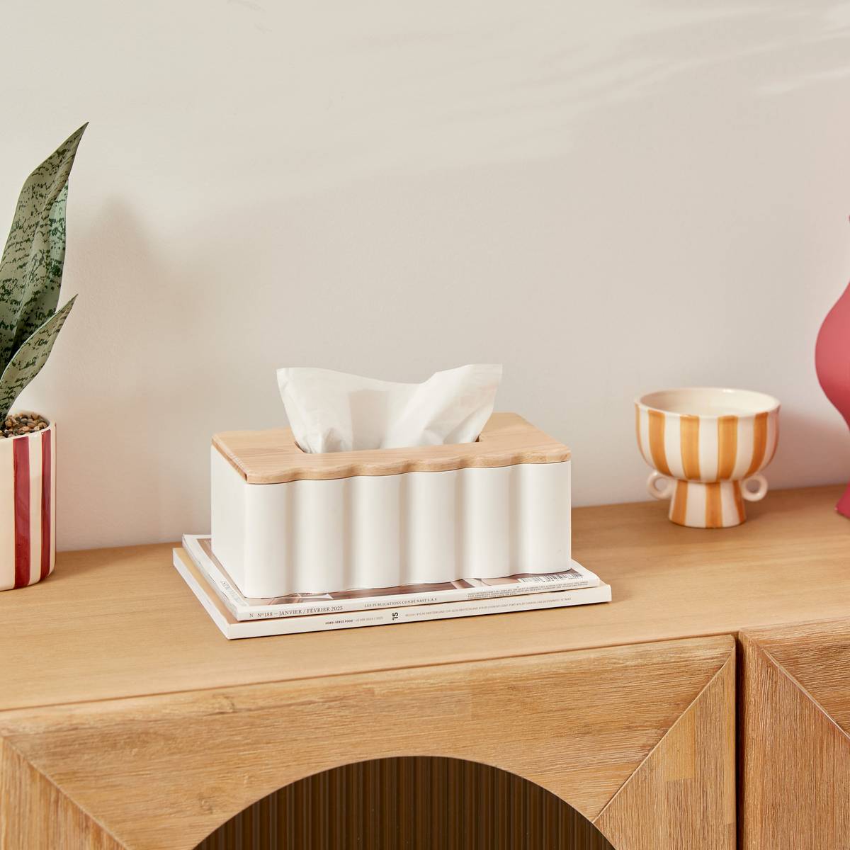 Tissue Box "Cherie" L.24 cm, White