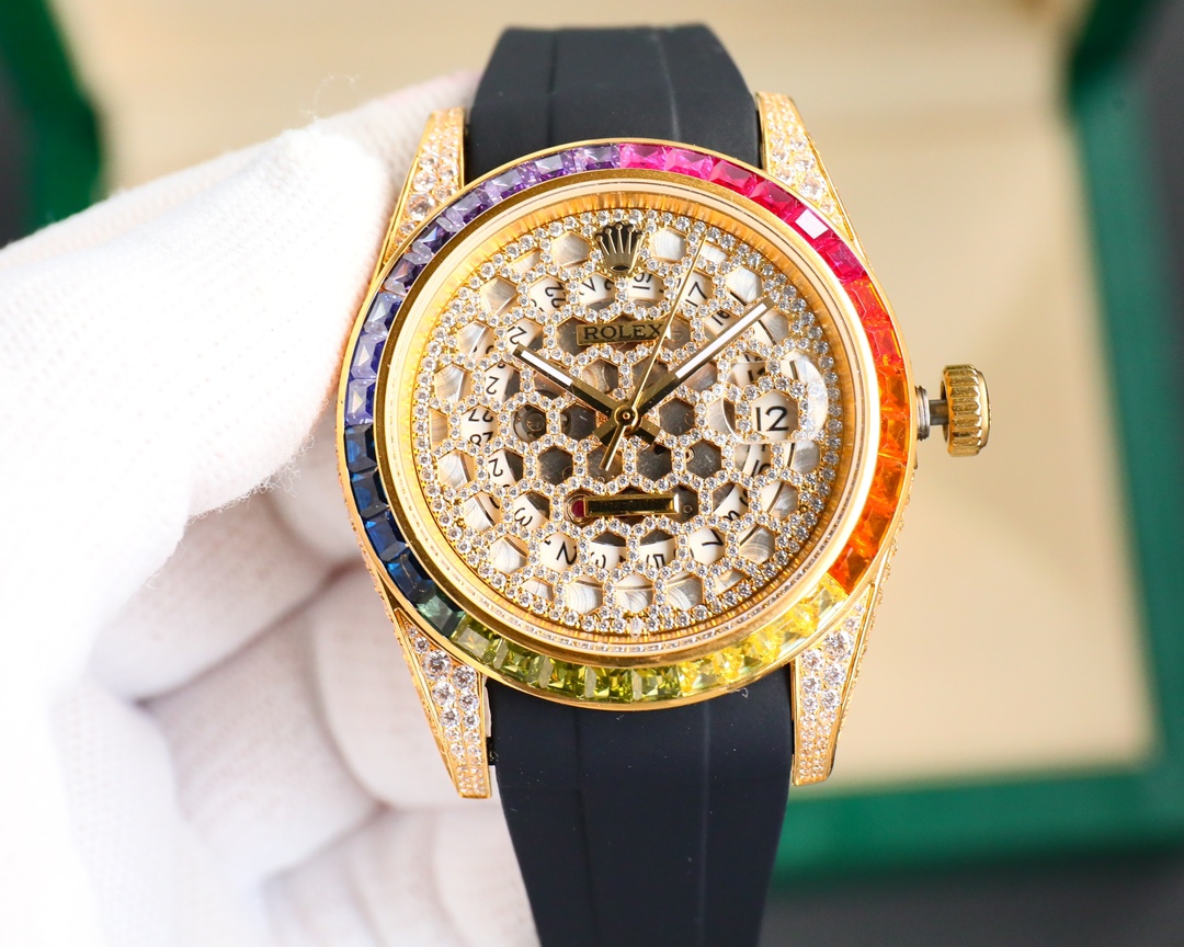 Rolex Rainbow Diamonds Logbook Full Diamonds Tudor Edition Luxury 18k Nanotechnology - 41MM(1:1 replica) - Top club