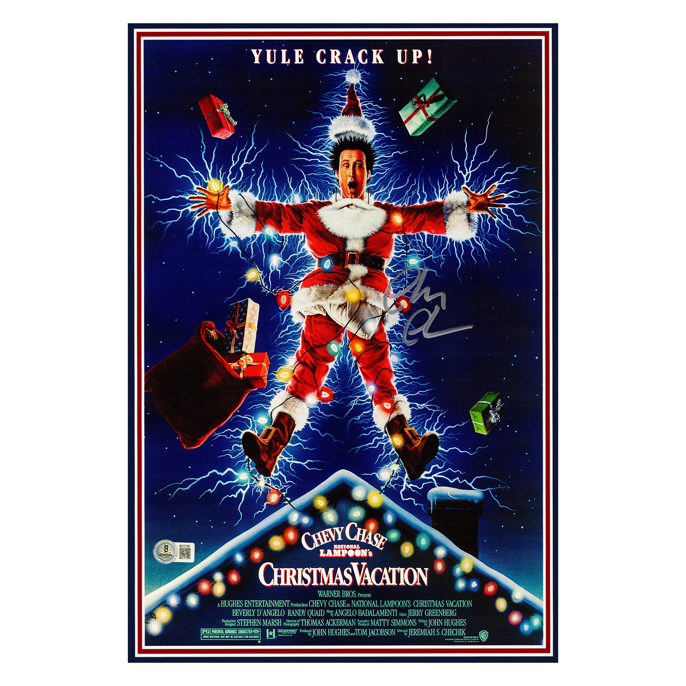 Chevy Chase Autographed Framed Christmas Vacation Movie Poster - Beckett Authenticated