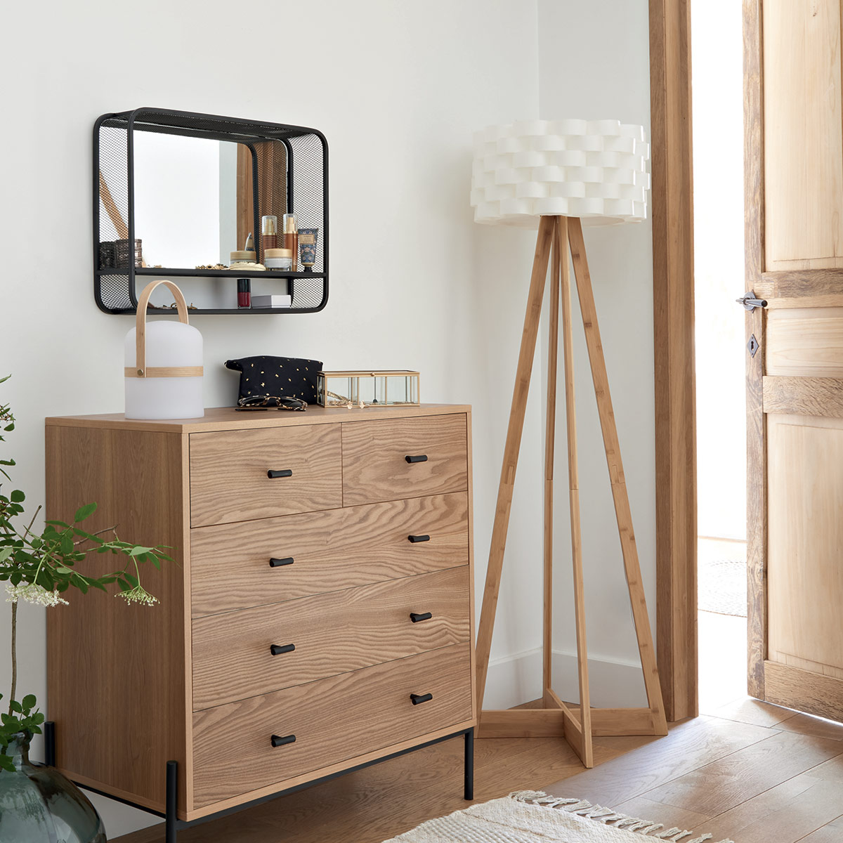 Floor lamp "Moki" Bamboo, White, H.150 cm