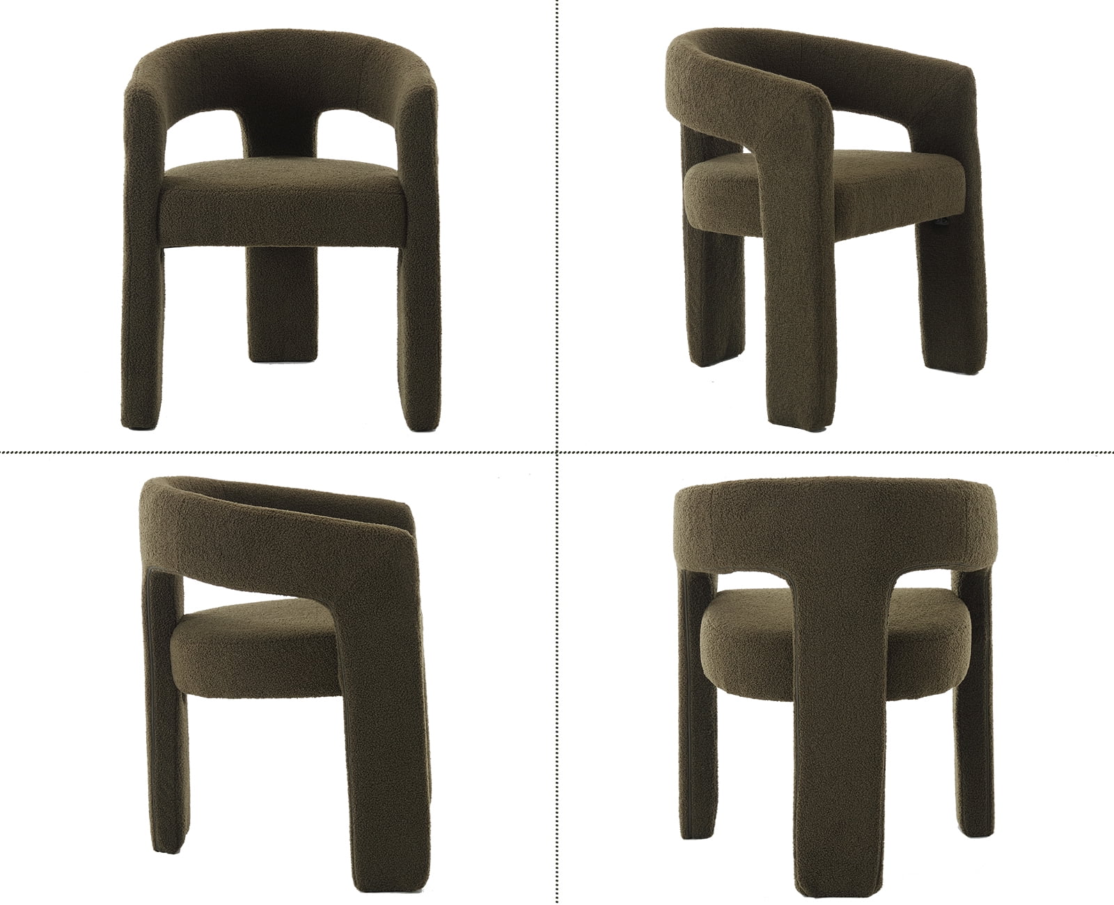 Guyou Modern Sherpa Upholstered Dining Chair, Cute Barrel Side Armchair Kitchen Chair with Armrests and Back for Living Room Dining Room Bedroom, Green