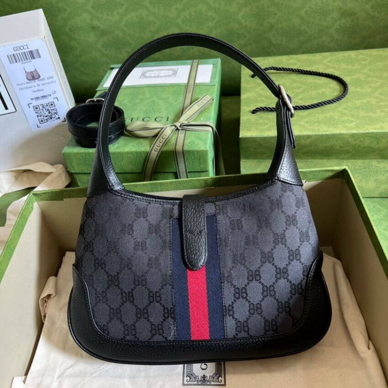 Replica Gucci X Balenciaga Jackie 1961 Small Hobo Bag 680118 Black1:1High-quality replica